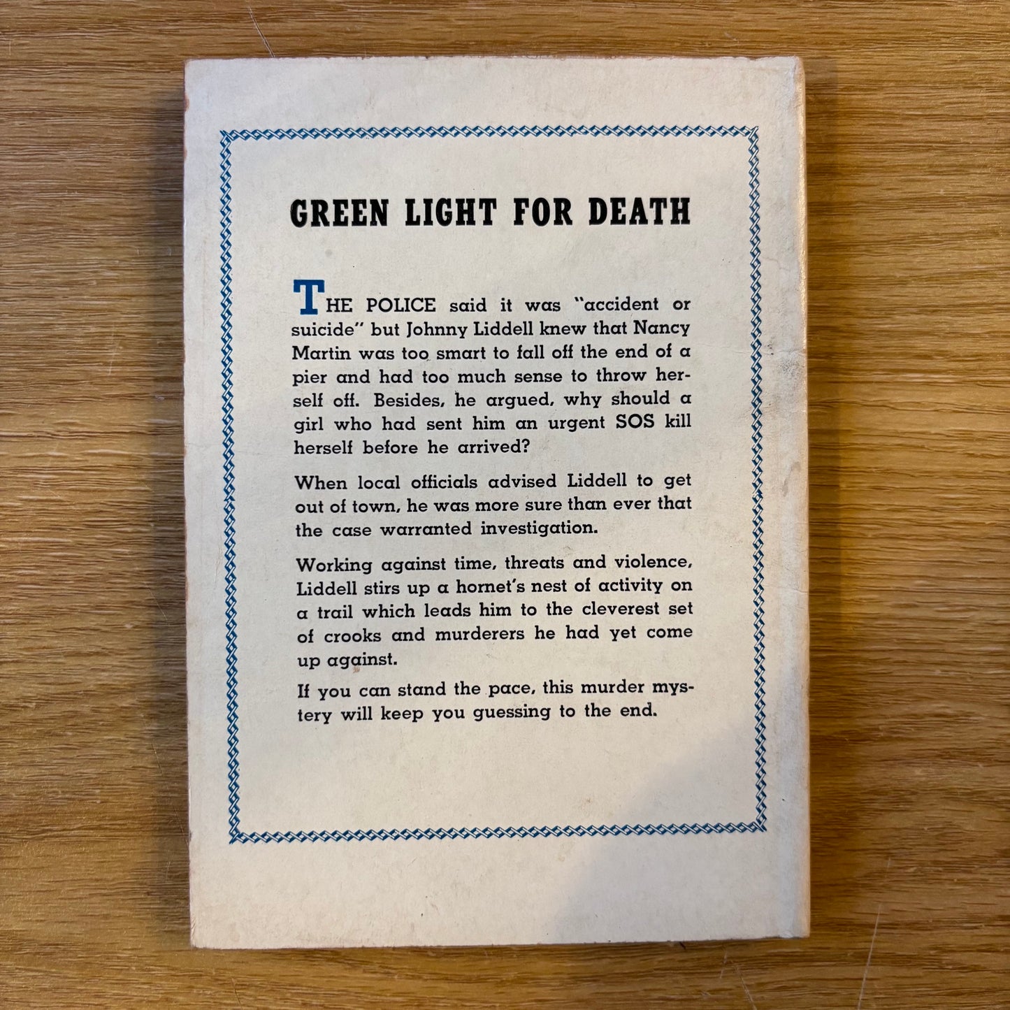 Frank Kane - Green Light for Death - First Edition