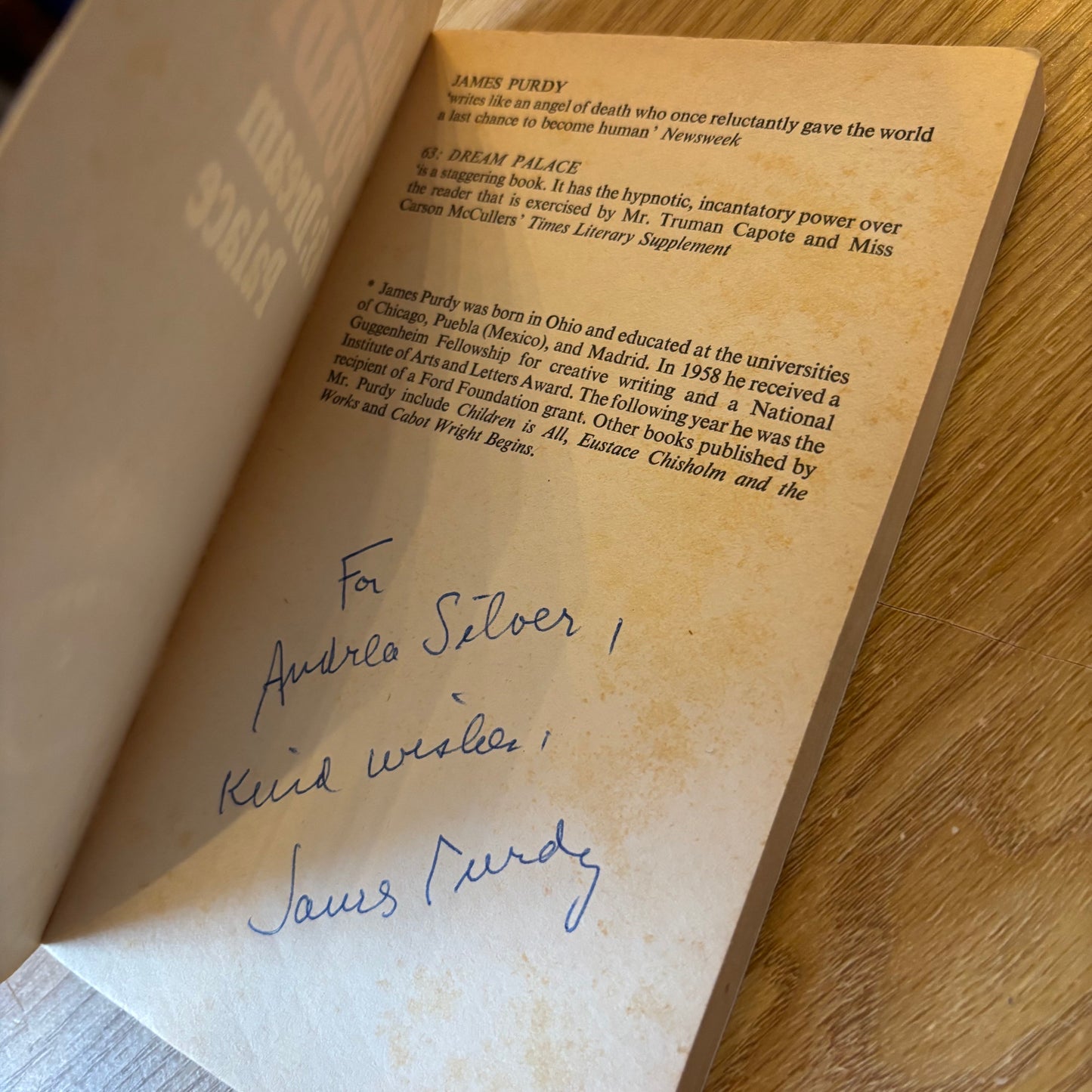 James Purdy - 63: Dream Palace - Signed