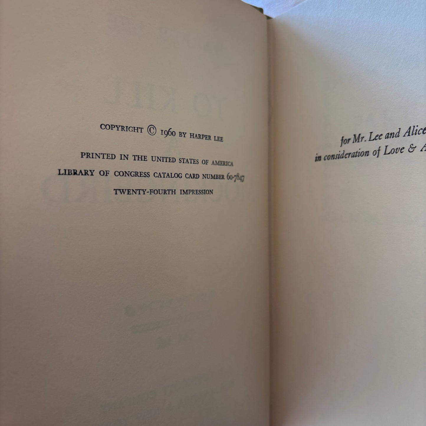 Harper Lee - To Kill a Mockingbird - First Edition Later Printing