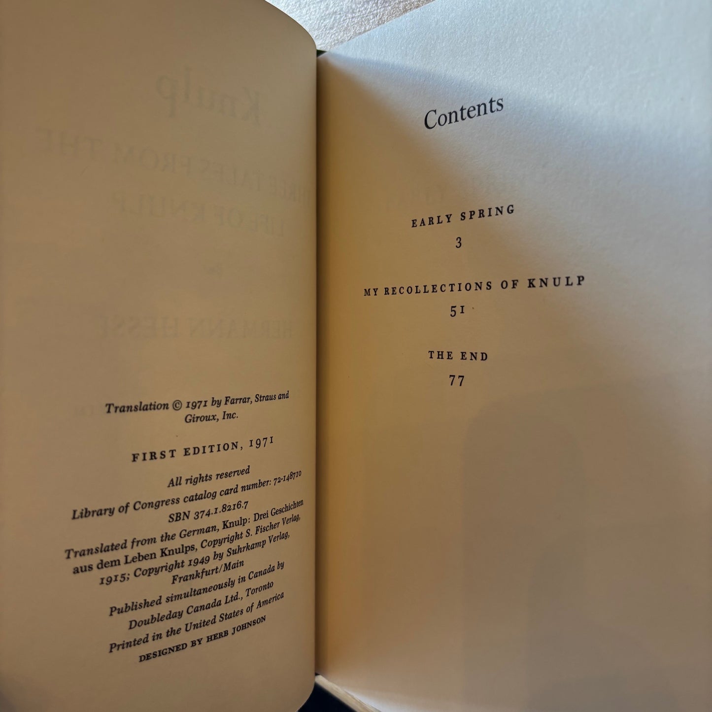 Hermann Hesse - Knulp - First Edition