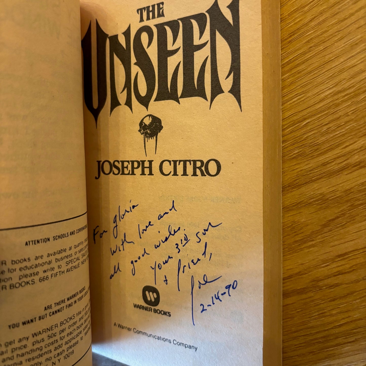 Joseph Citro - The Unseen - Signed First Edition