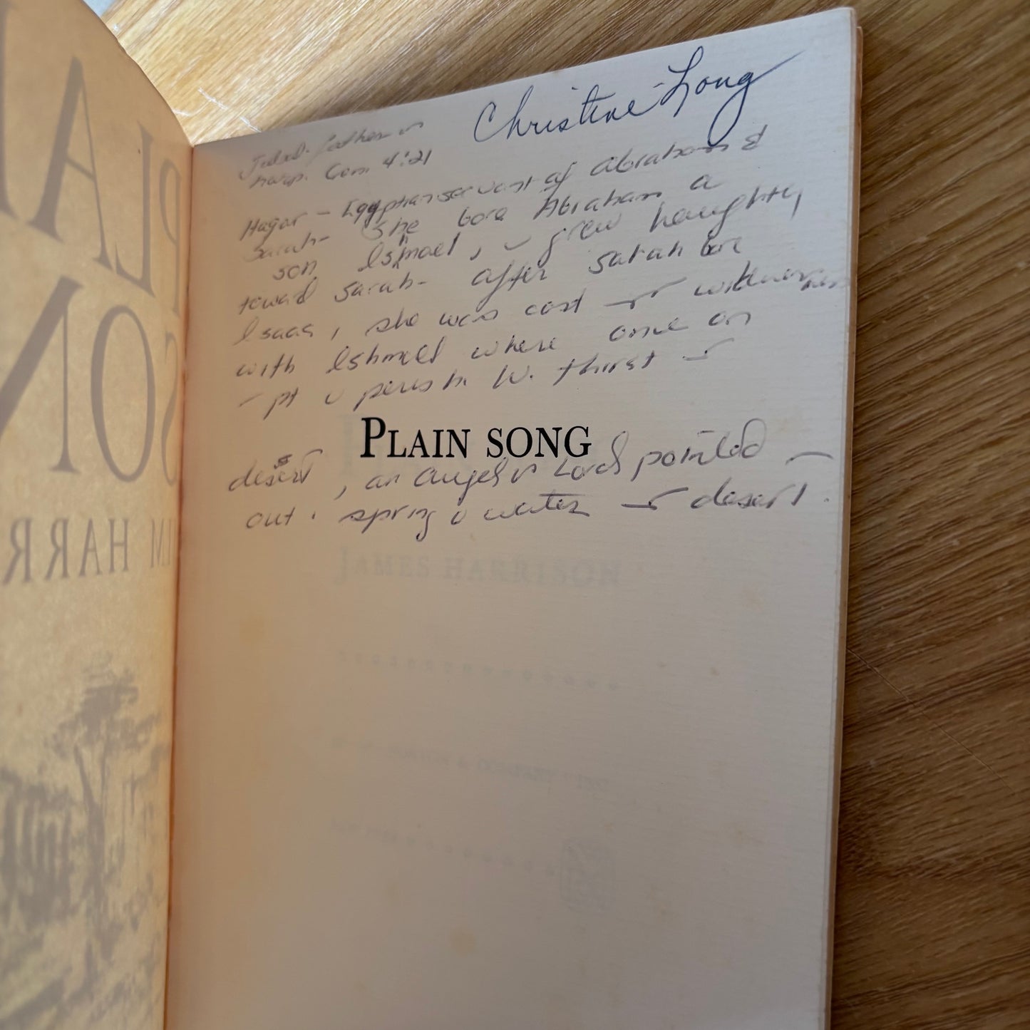 Jim Harrison - Plain Song - First Edition Paperback