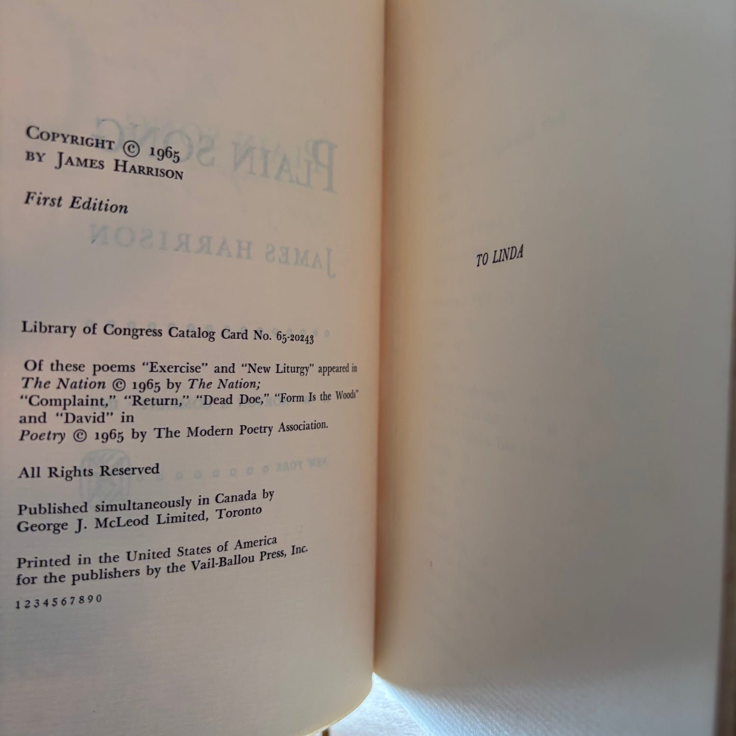Jim Harrison - Plain Song - First Edition Paperback