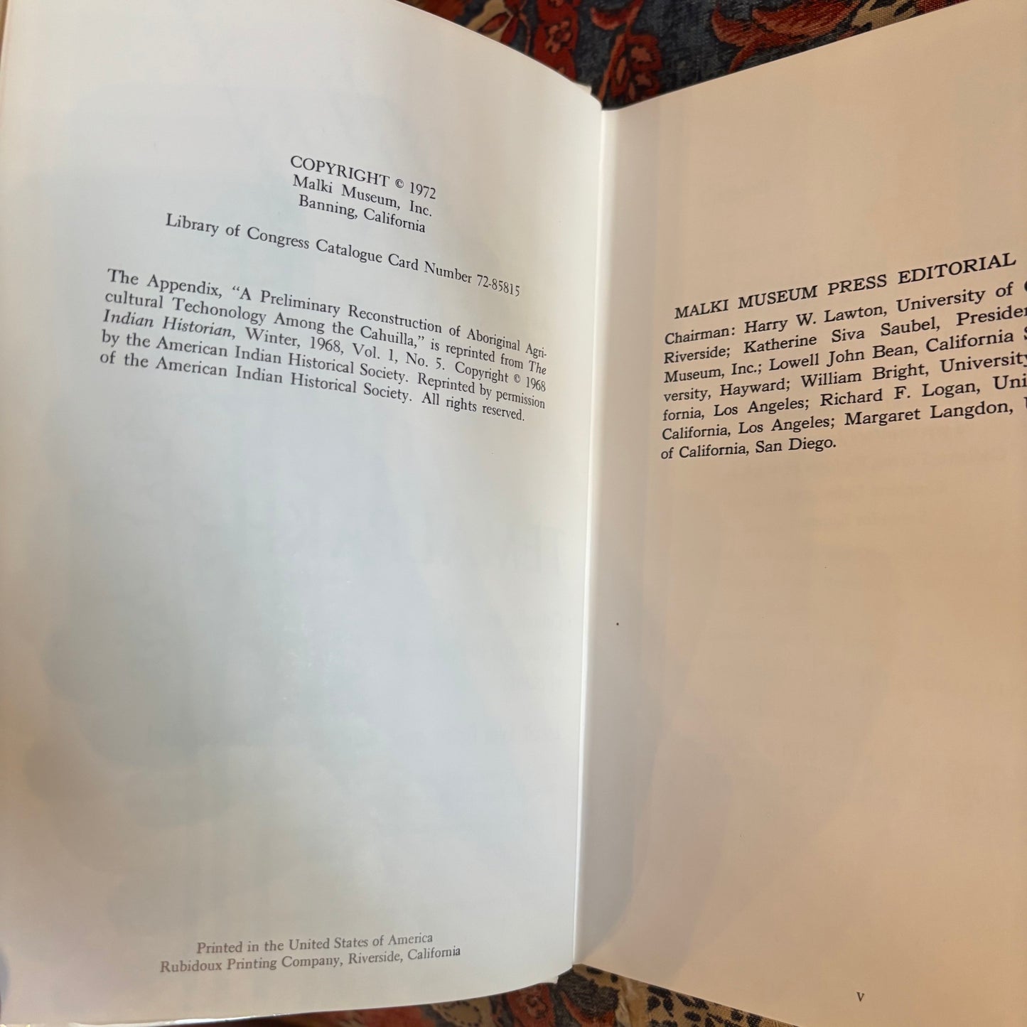 Lowell John Bean & Katherine Siva Saubel - Temalpakh: Cahuilla Indian Knowledge and Usage of Plants - Signed First Edition