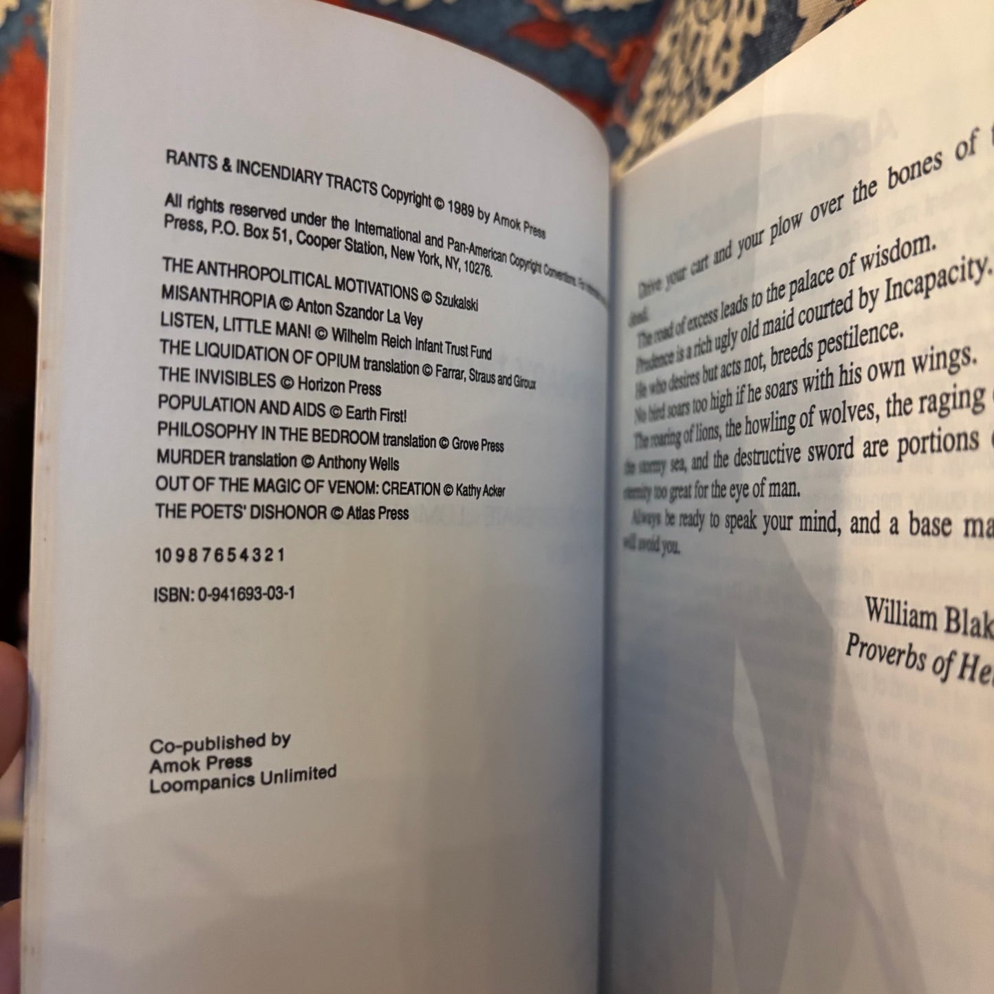 Adam Parfrey & Bob Black - Rants and Other Incendiary Tracts - First Edition