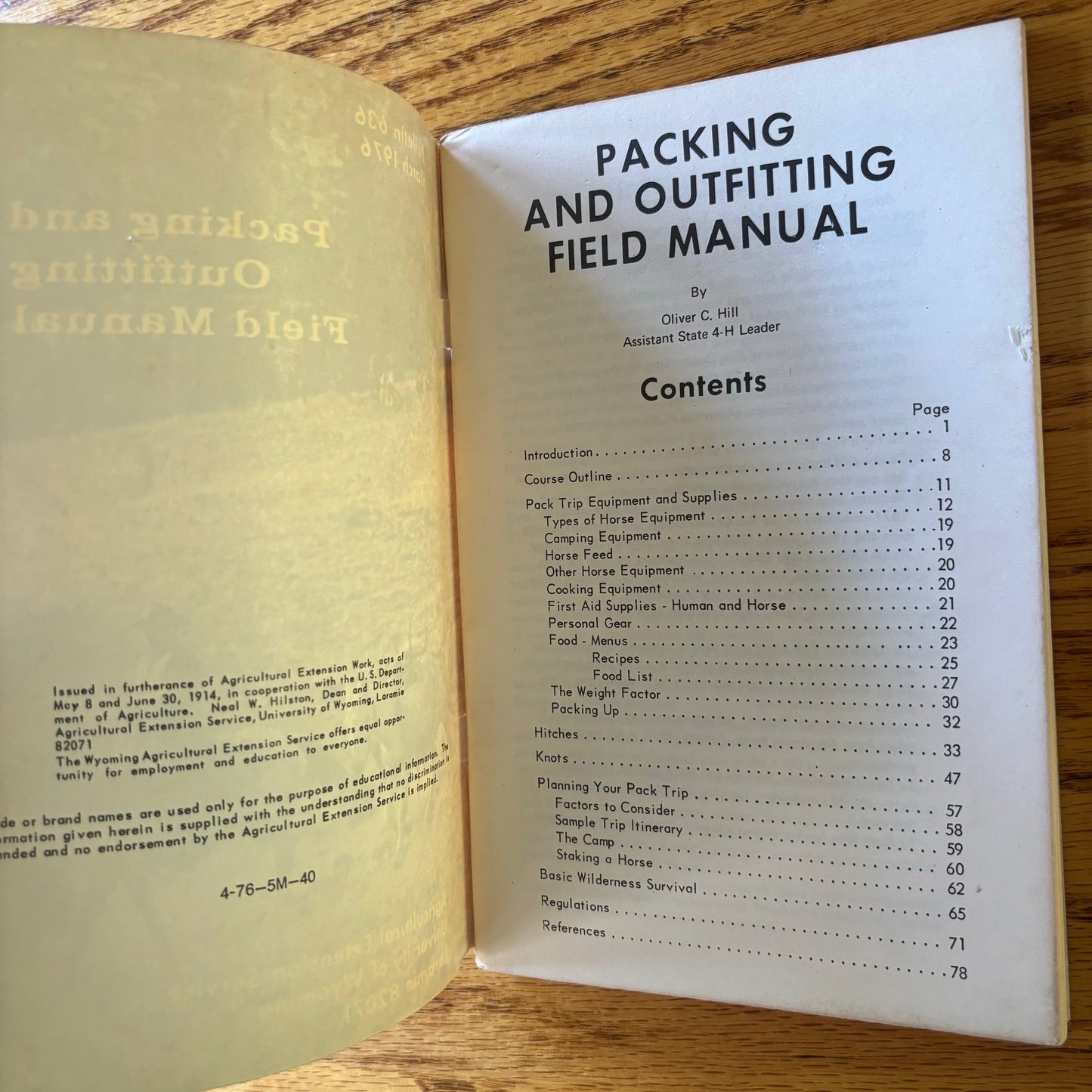 Oliver C. Hill - Packing and Outfitting Field Manual