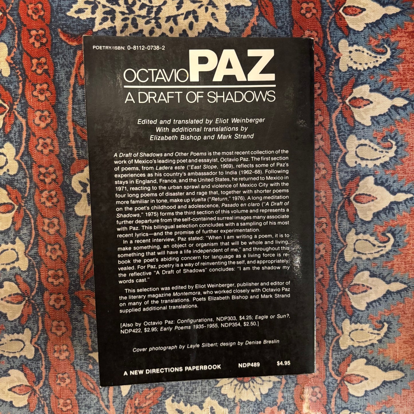 Octavio Paz - A Draft of Shadows - Signed First Edition Paperback