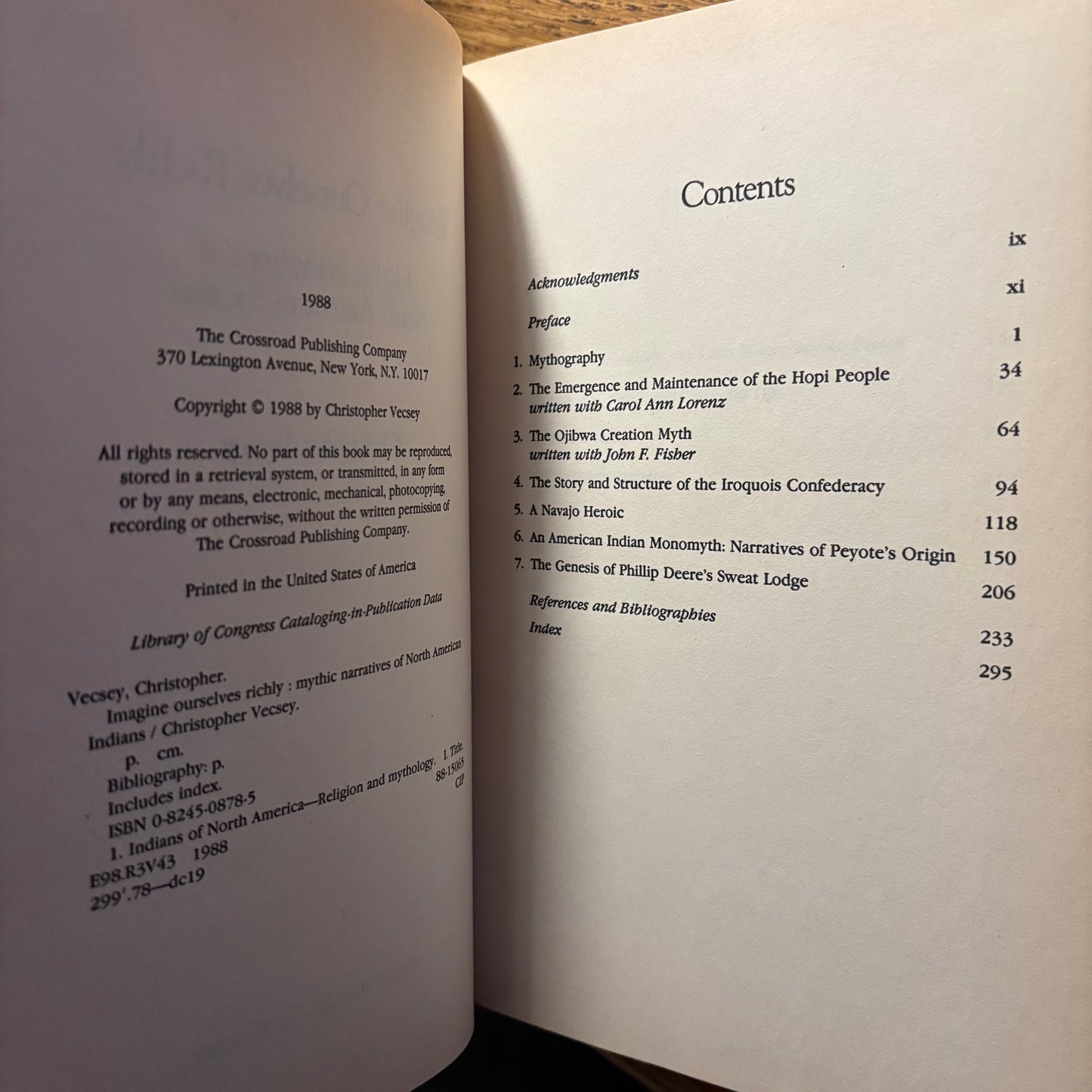 Christopher Vecsey - Imagine Ourselves Richly: Mythic Narratives of North American Indians - First Edition