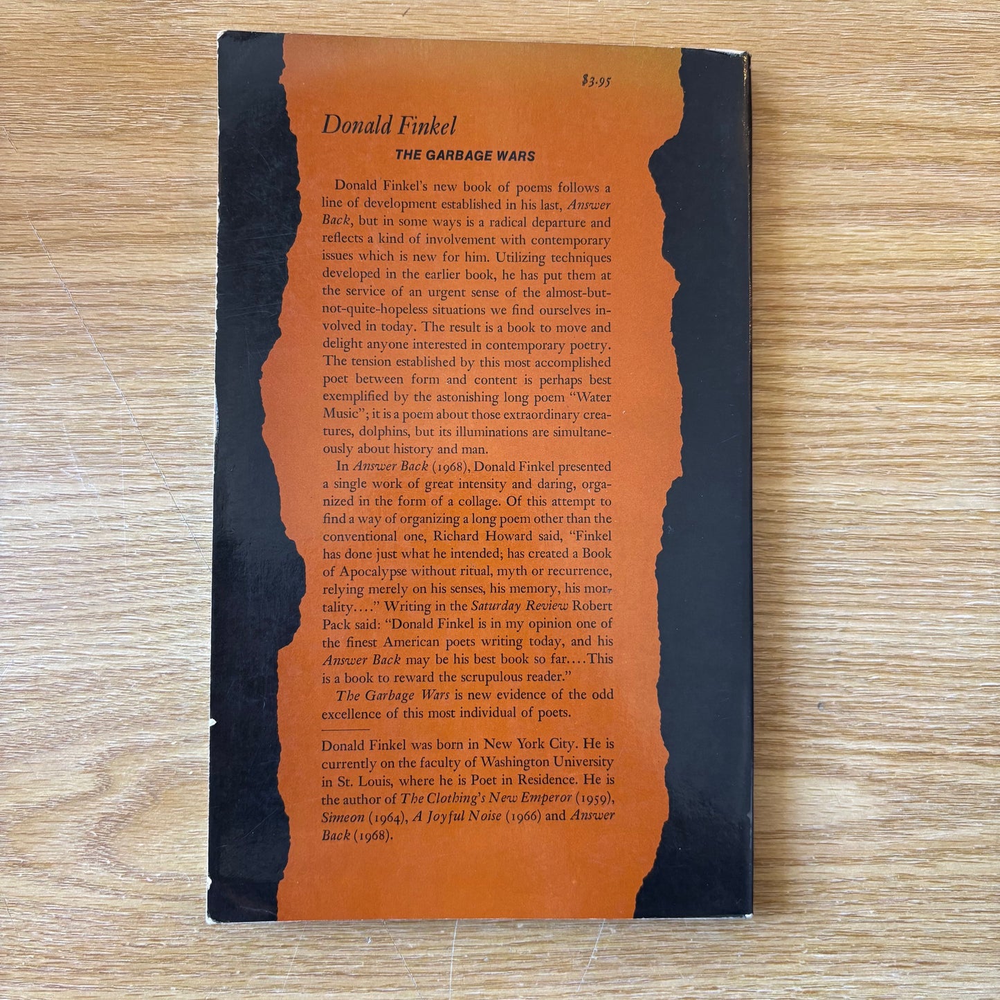 Donald Finkel - The Garbage Wars - First Edition