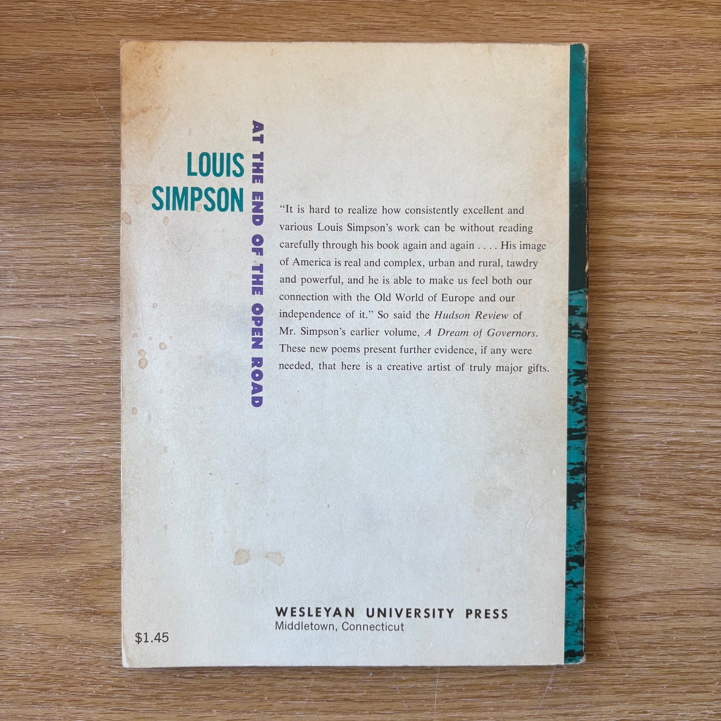 Louis Simpson - At the End of the Open Road - First Edition Paperback