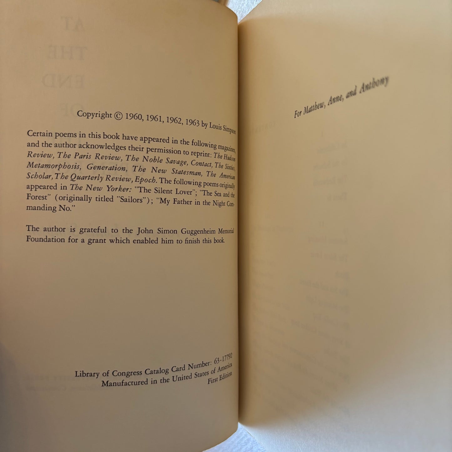 Louis Simpson - At the End of the Open Road - First Edition Paperback