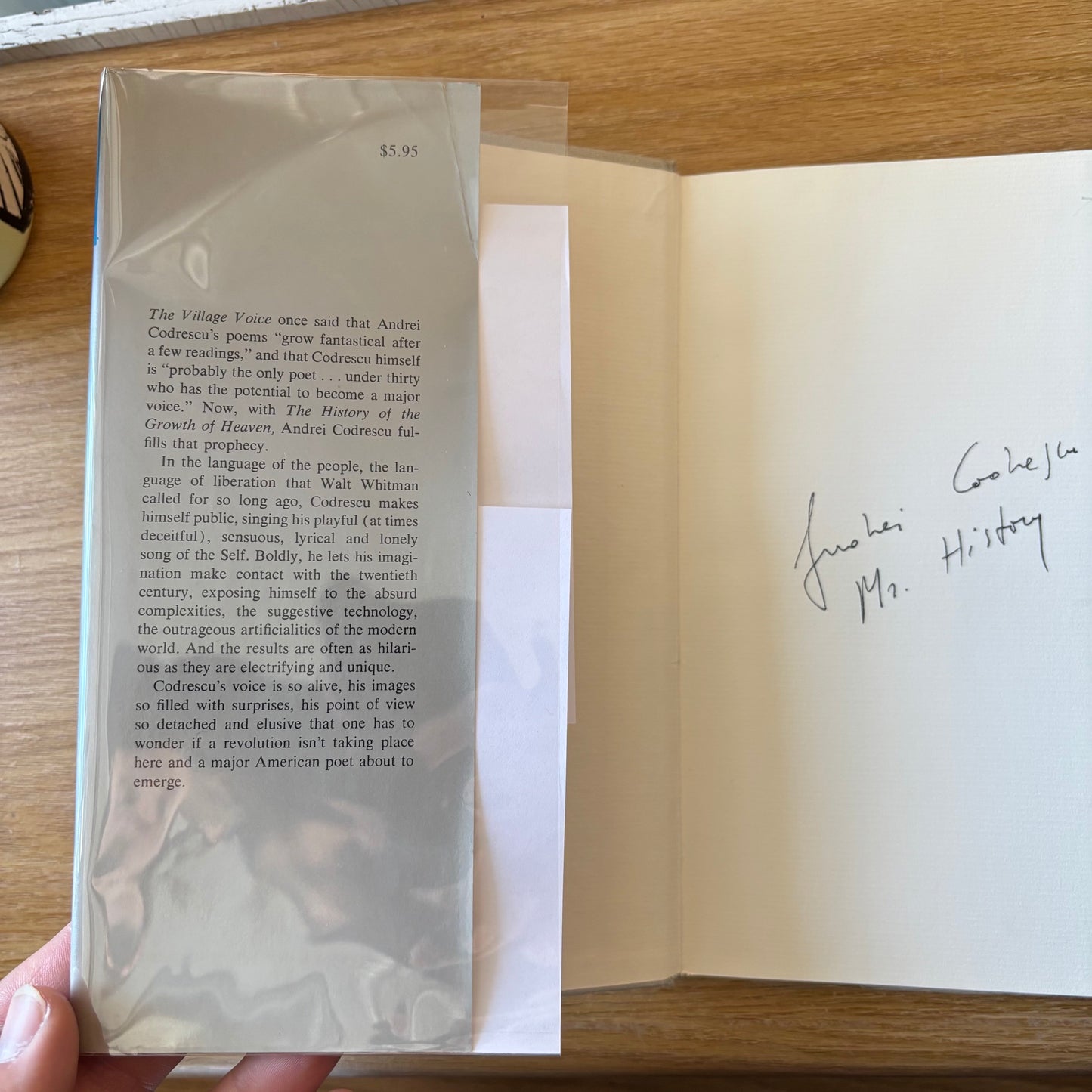 Andrei Codrescu - The History of the Growth of Heaven - Signed