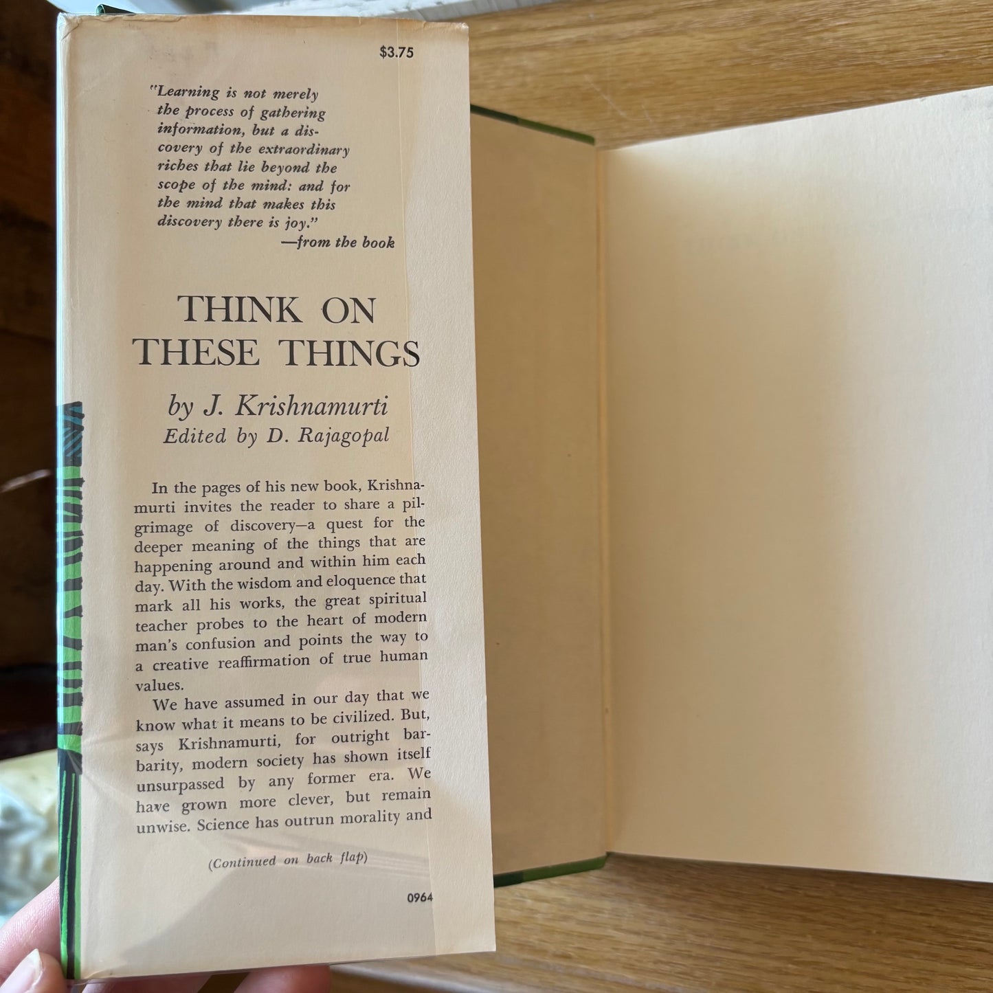 J. Krishnamurti - Think on These Things - First Edition