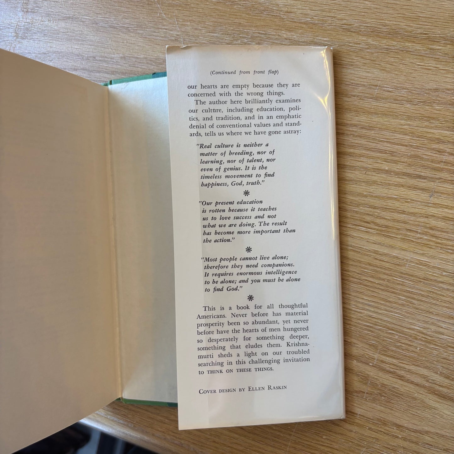 J. Krishnamurti - Think on These Things - First Edition
