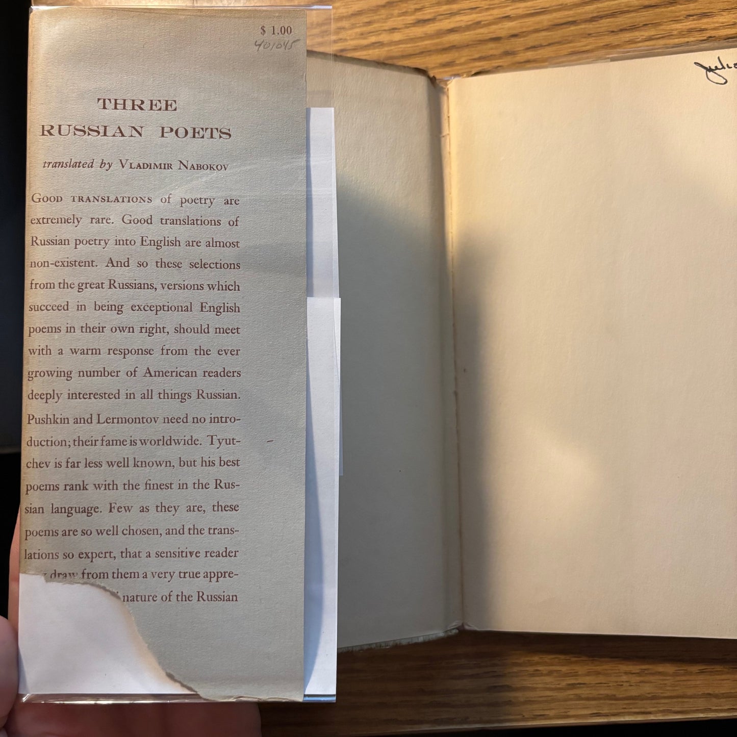 (Vladimir Nabokov) Three Russian Poets: Selections from Pushkin, Lermontov, and Tyutchev - First Edition