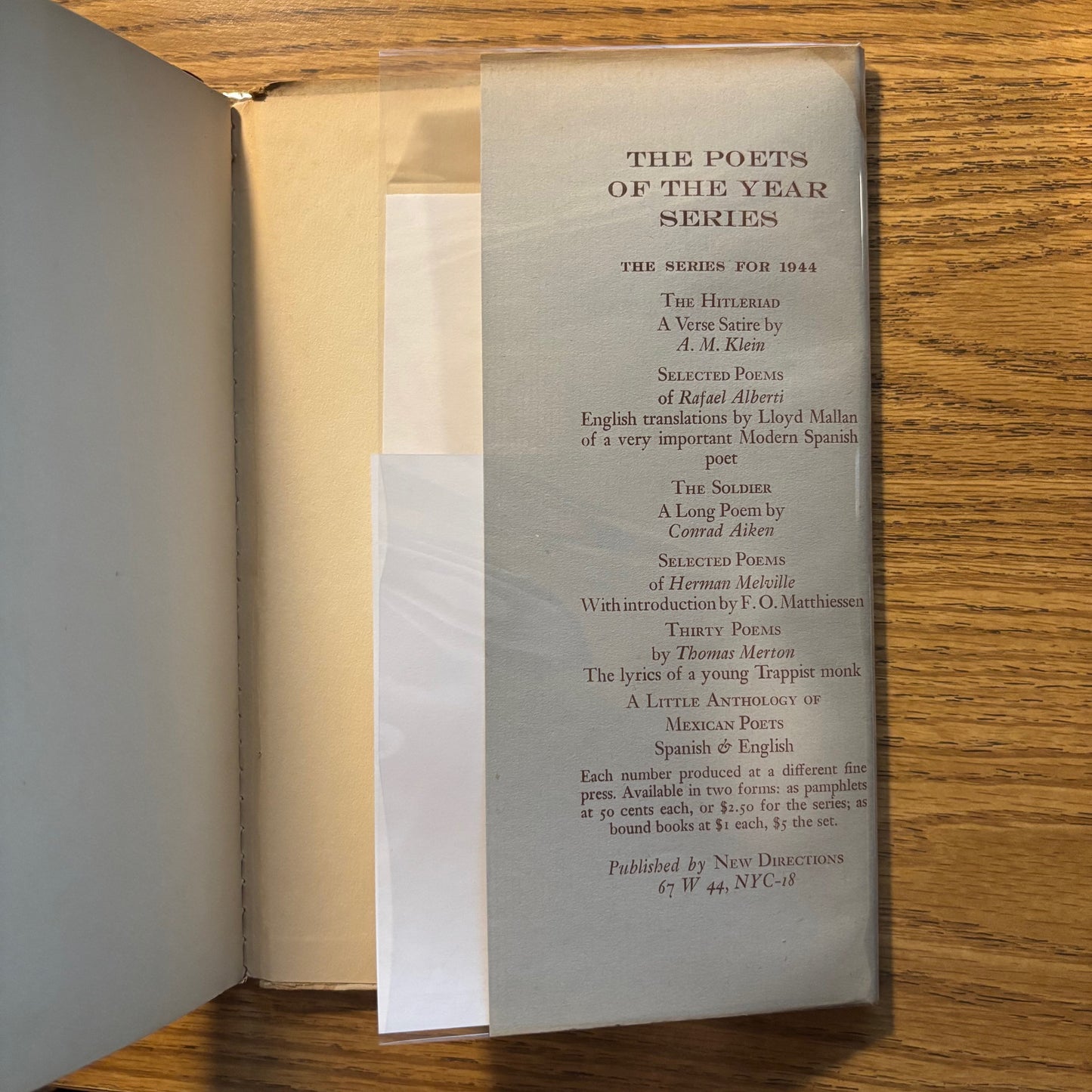(Vladimir Nabokov) Three Russian Poets: Selections from Pushkin, Lermontov, and Tyutchev - First Edition