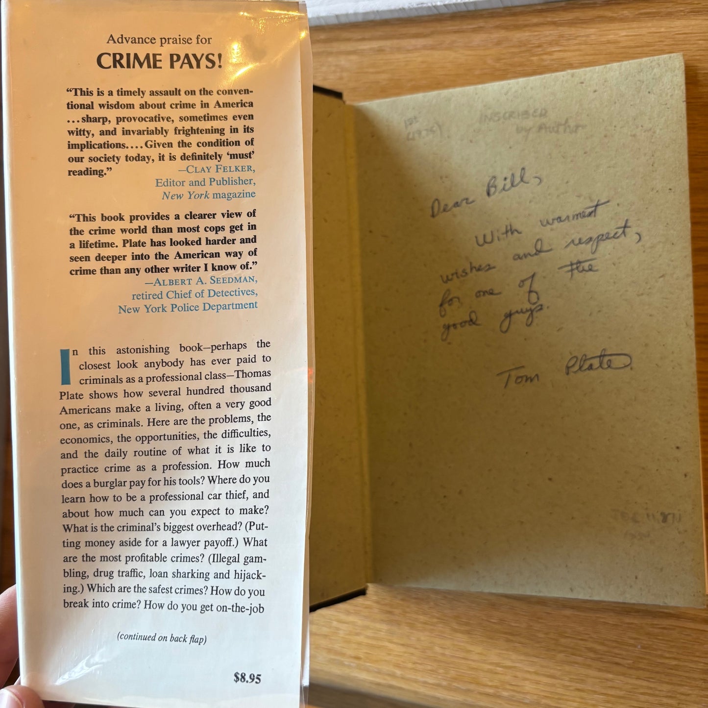 Thomas Plate - Crime Pays! - Signed First Edition