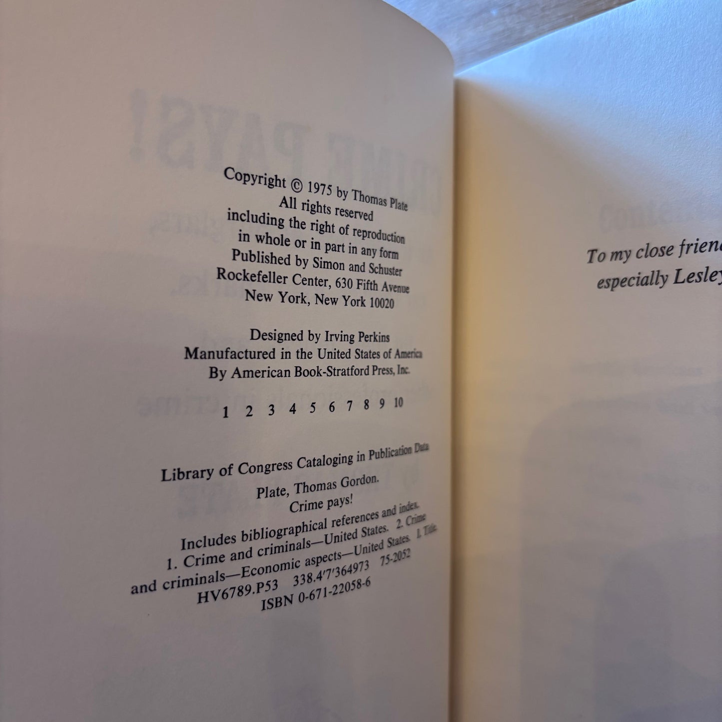 Thomas Plate - Crime Pays! - Signed First Edition