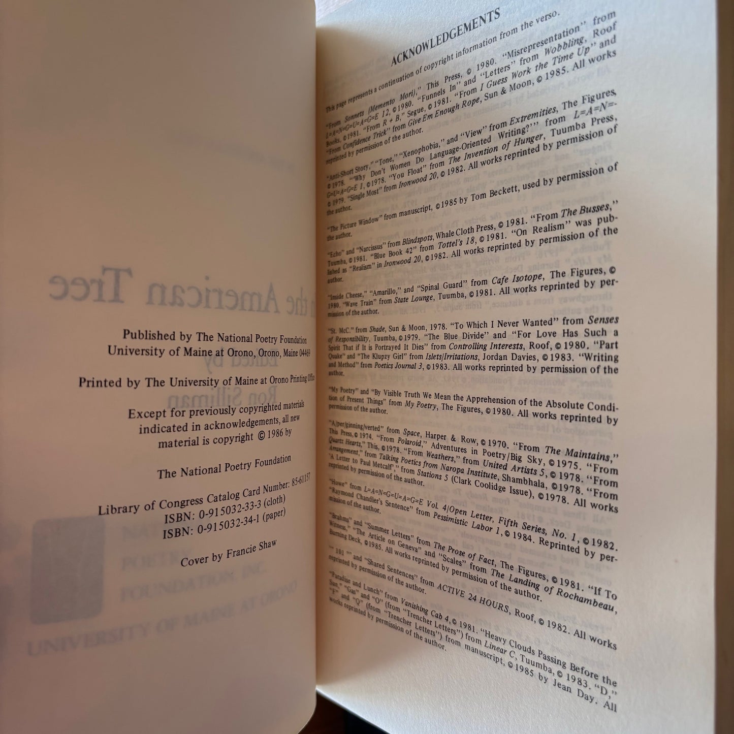 Ron Silliman, ed. - In the American Tree - First Edition Paperback