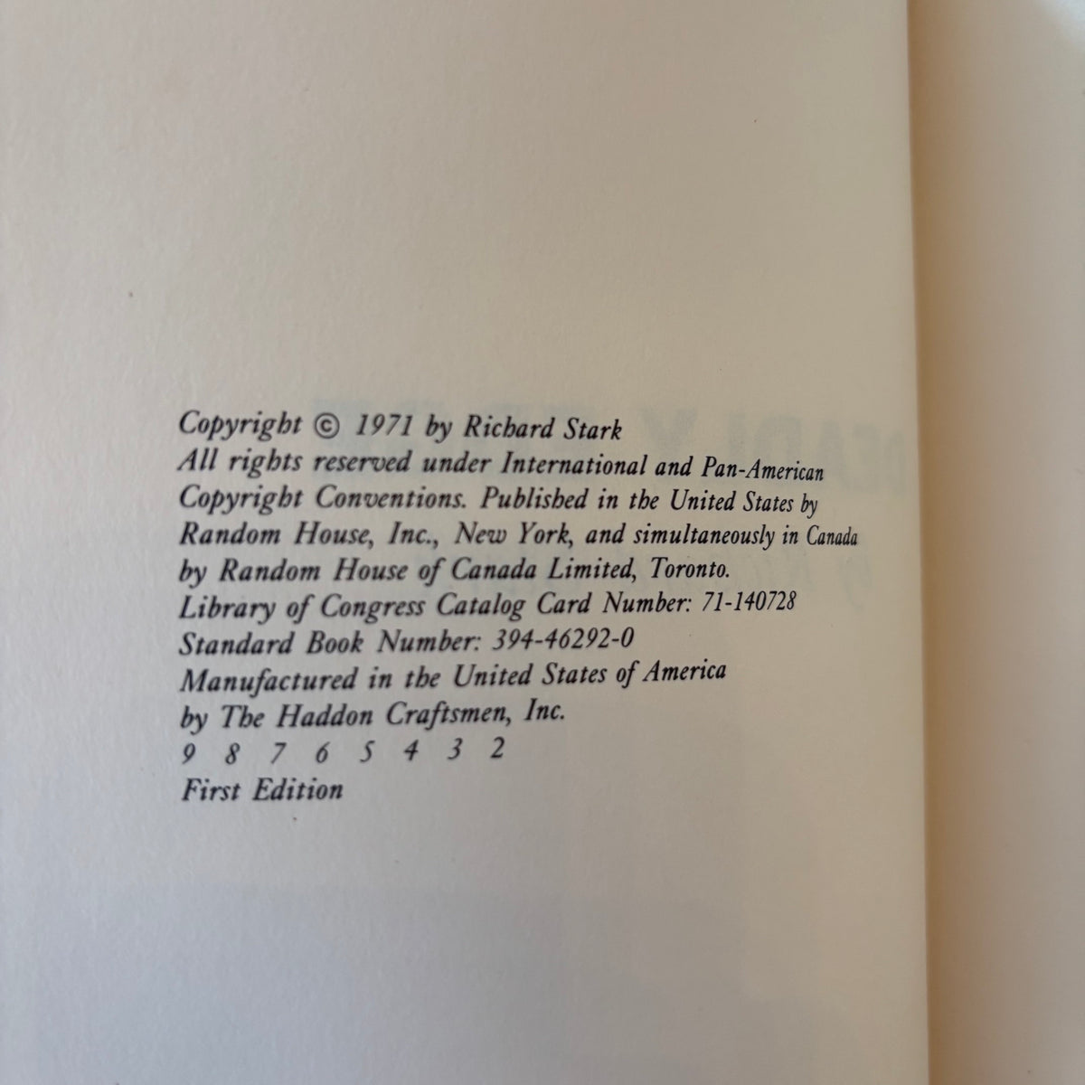Richard Stark - Deadly Edge - First Edition