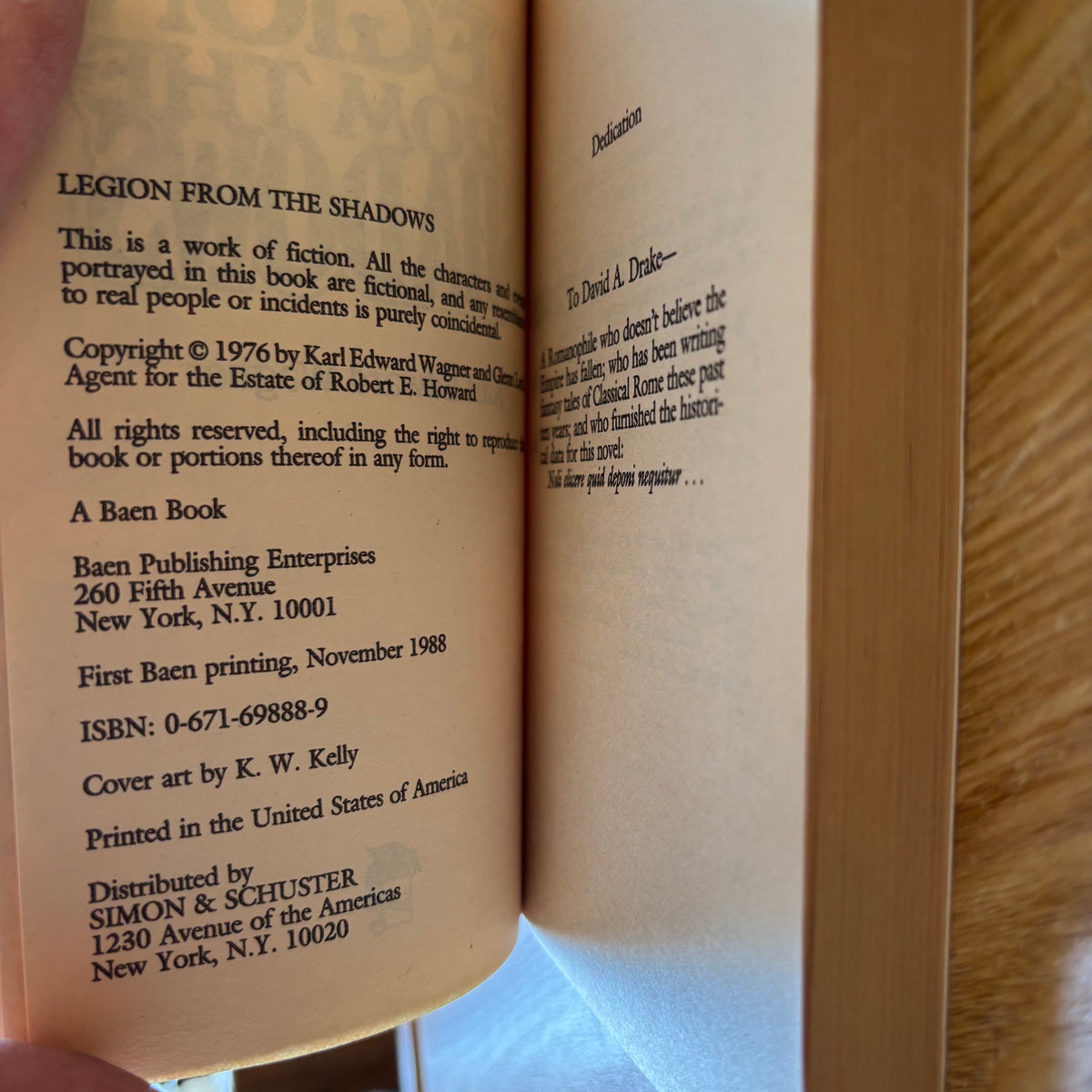 Karl Edward Wagner - Legion From the Shadows - First Edition