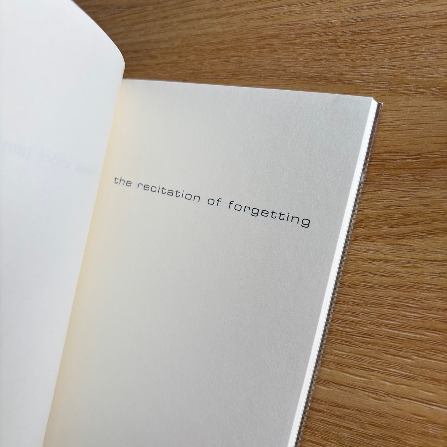 Franck Andre Jamme - The Recitation of Forgetting - First Edition