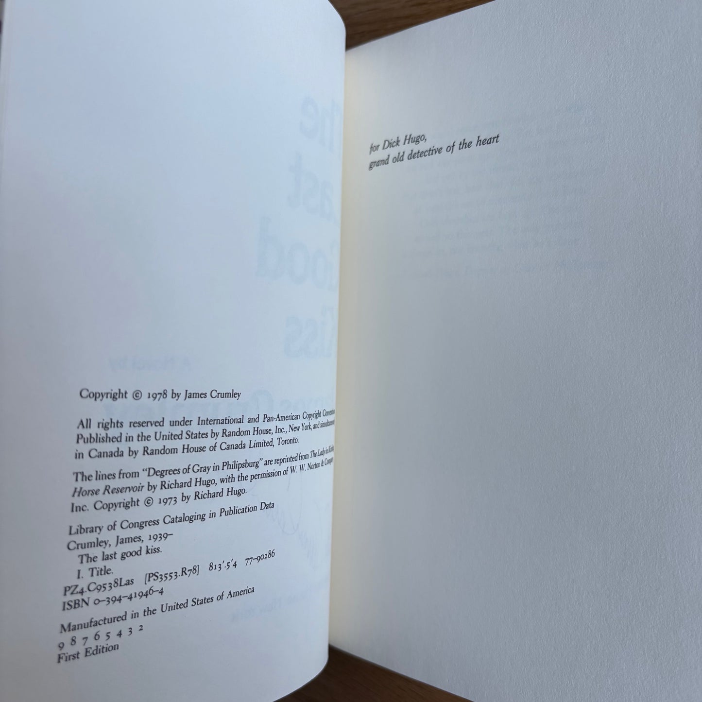 James Crumley - The Last Good Kiss - Signed First Edition