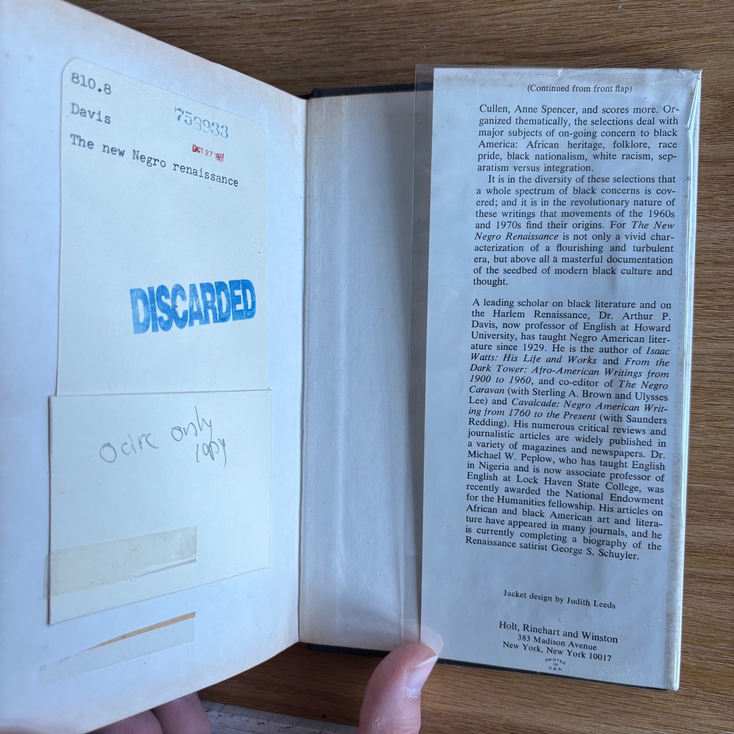 Arthur P. Davis, Michael W. Peplow, eds. - The New Negro Renaissance: An Anthology - First Edition