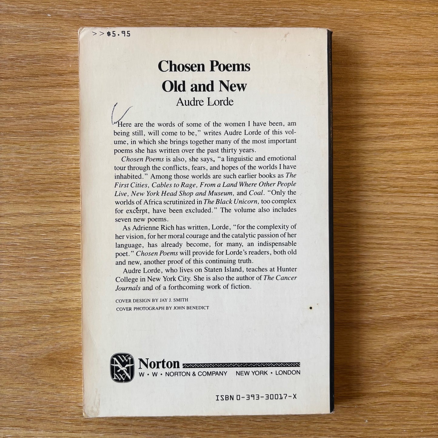 Audre Lorde - Chosen Poems - First Edition Paperback