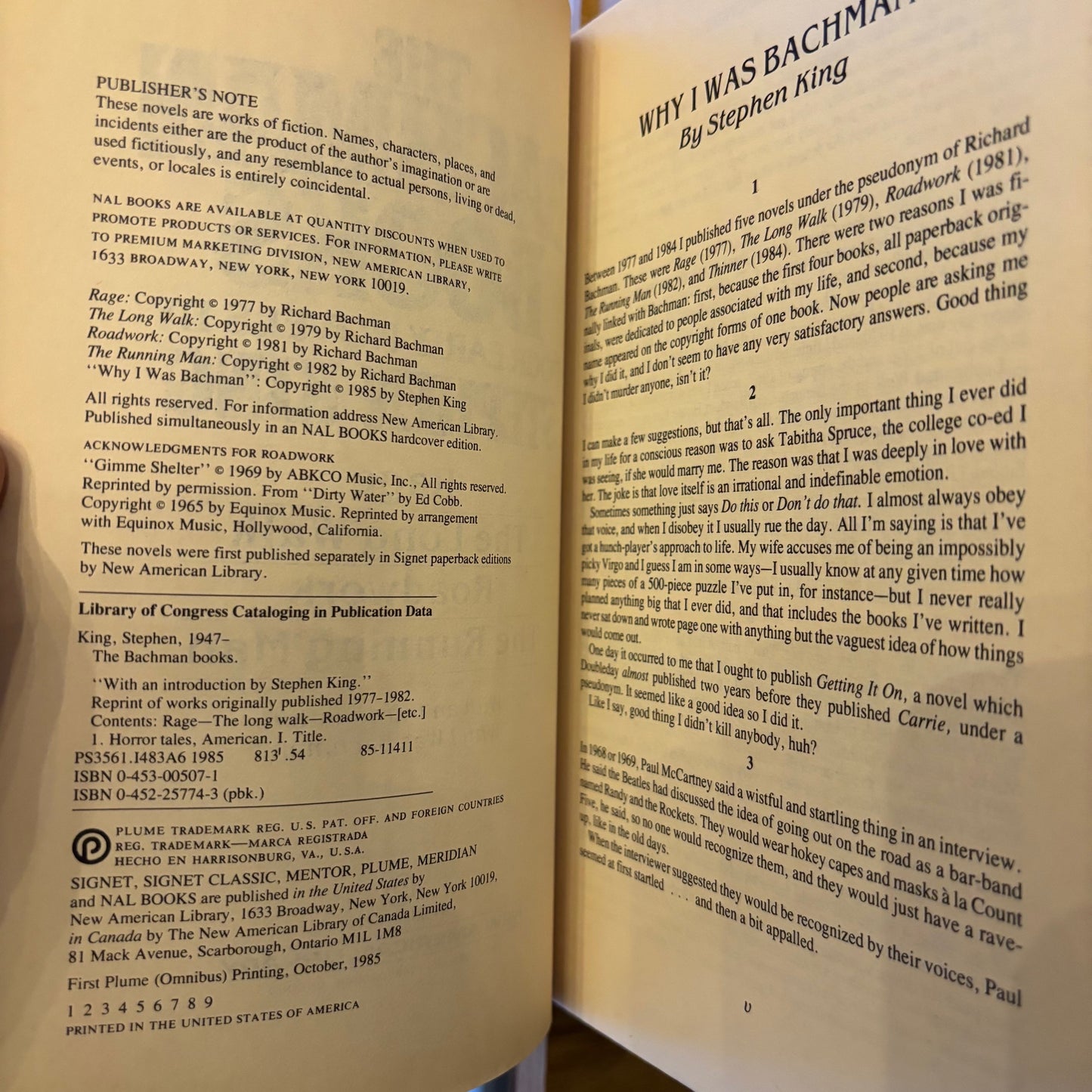 Stephen King - The Bachman Books - First Edition Paperback