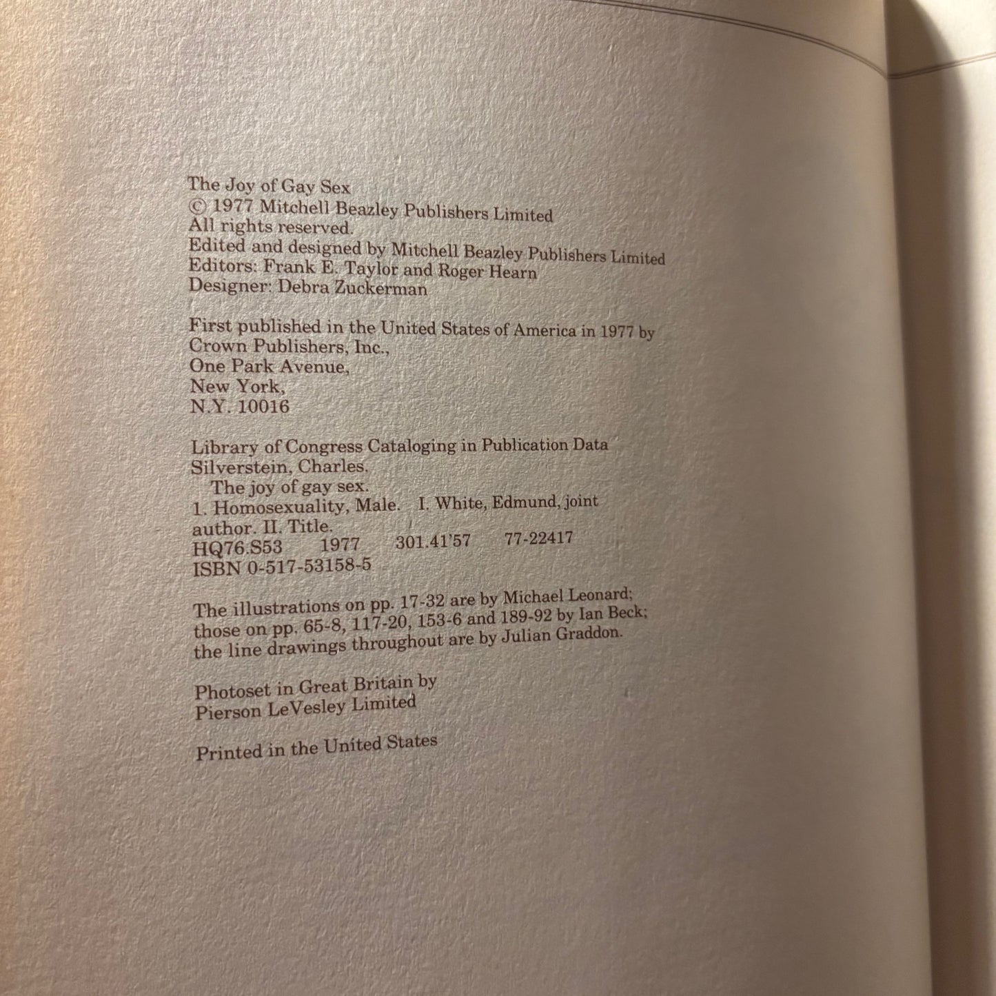 Dr. Charles Silverstein & Edmund White - The Joy of Gay Sex - First Edition