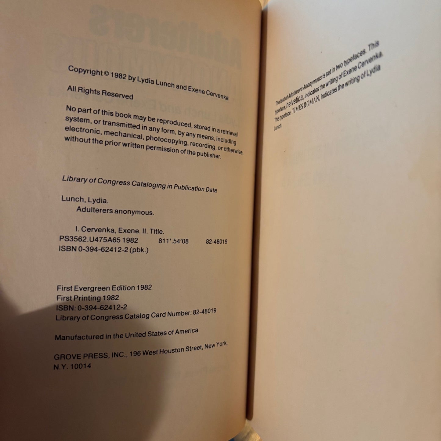 Lydia Lunch & Exene Cervenka - Adulterers Anonymous - First Edition