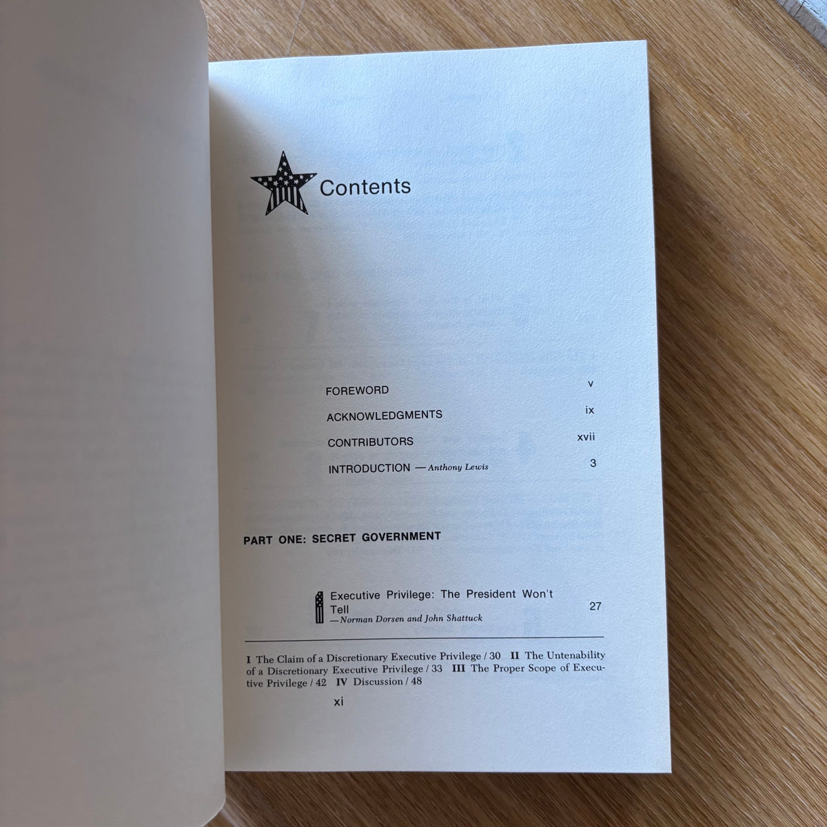 Norman Dorsen, Stephen Gillers, ed. - None of Your Business: Government Secrecy in America - First Edition