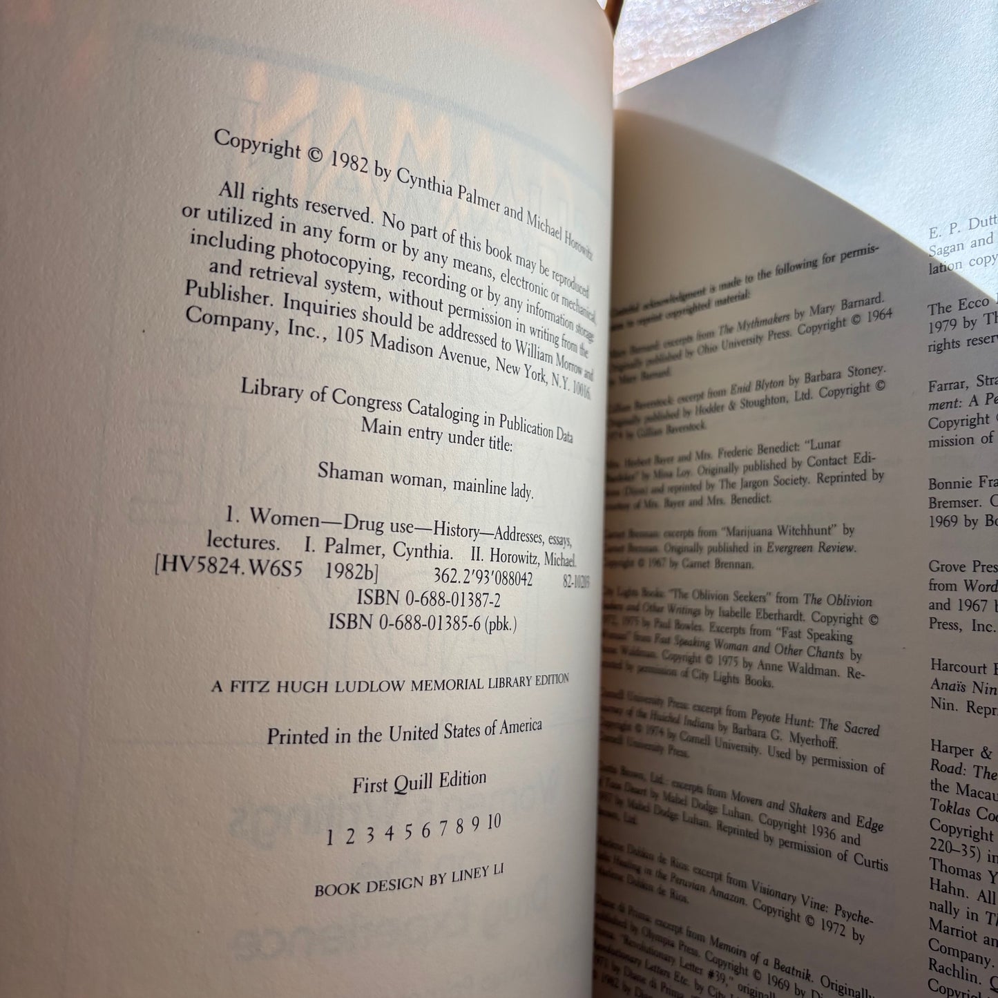 Cynthia Palmer & Michael Horowitz, eds. - Shaman Woman, Mainline Lady: Womens Writings on the Drug Experience - Signed