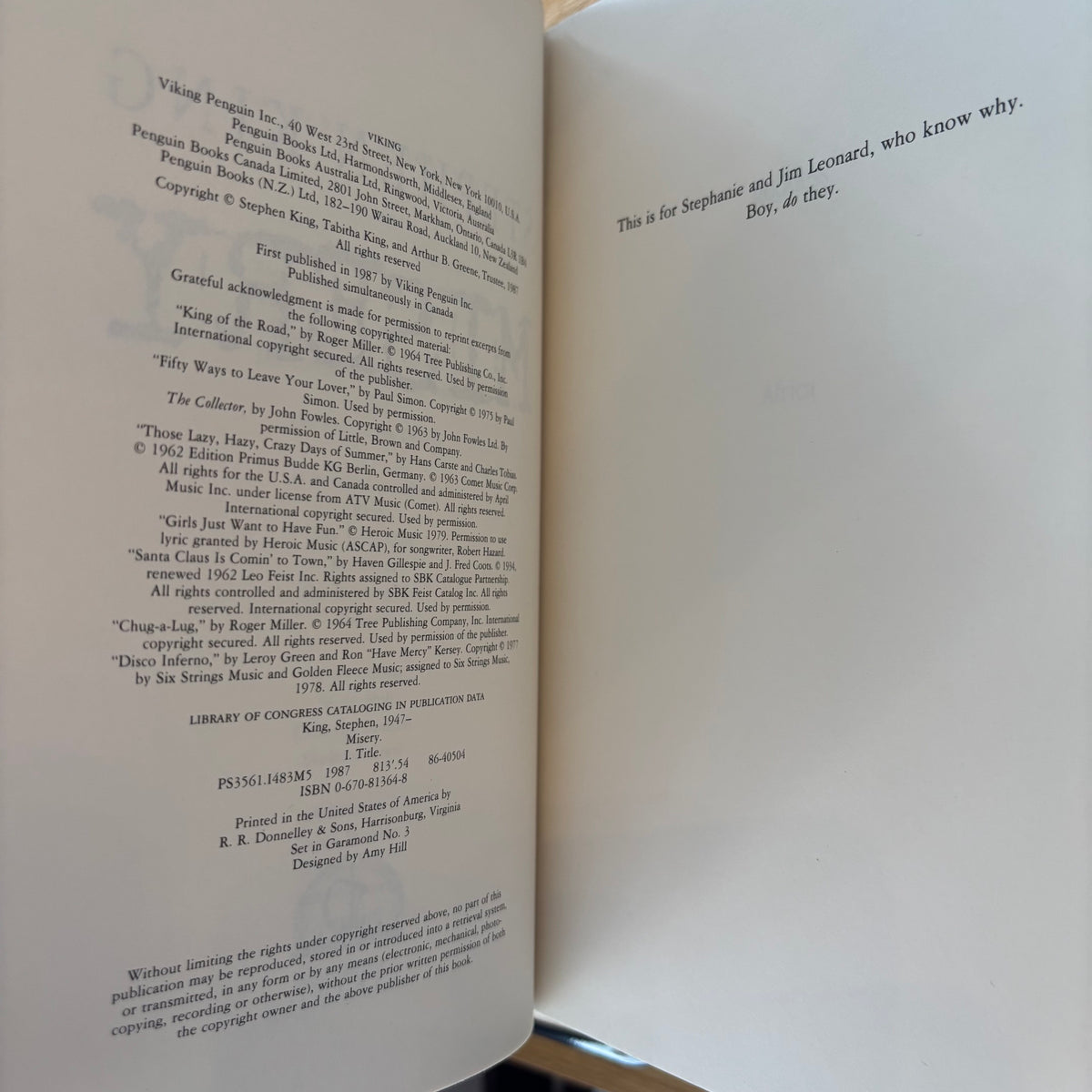 Stephen King - Misery - First Edition