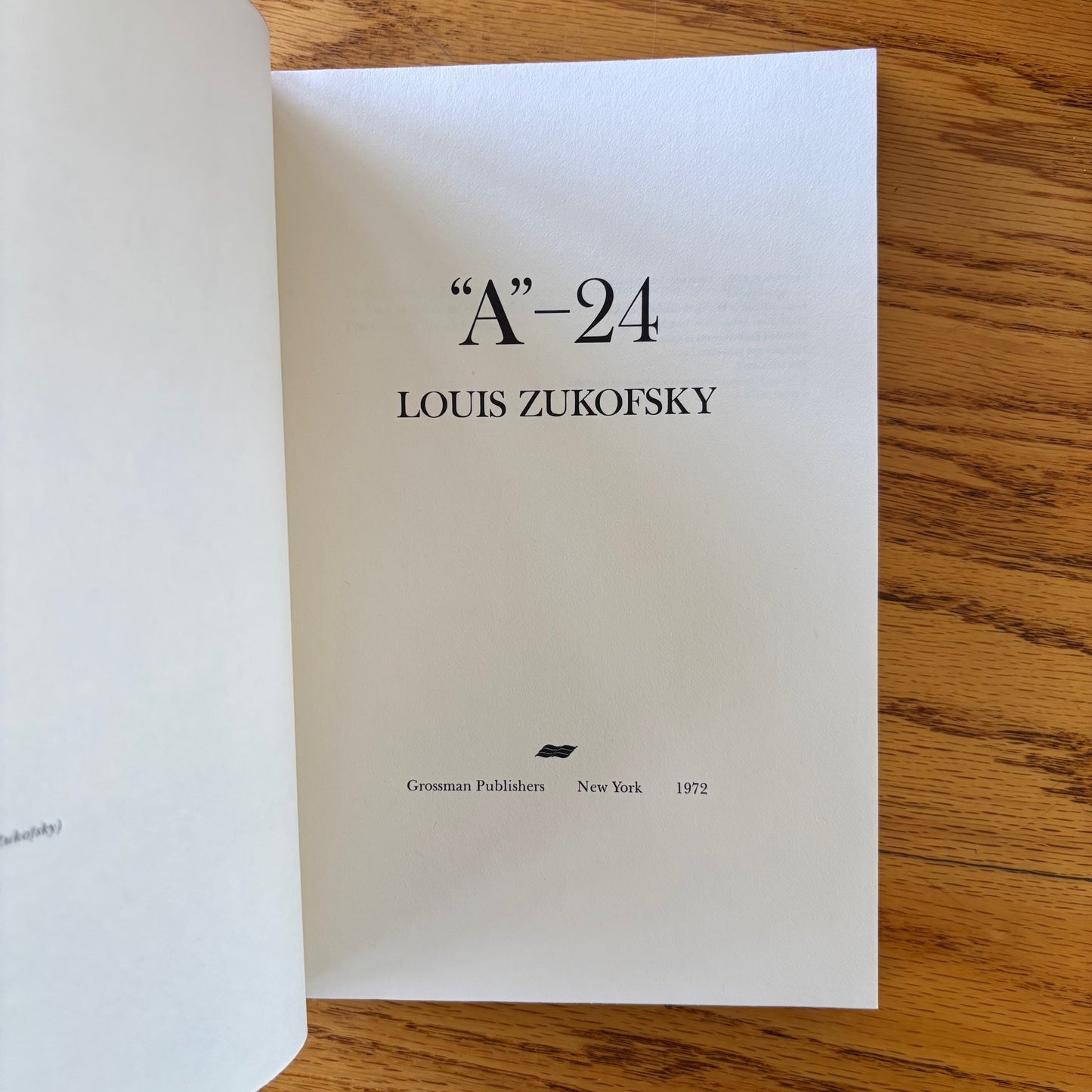 Louis Zukofsky - A-24 - First Edition