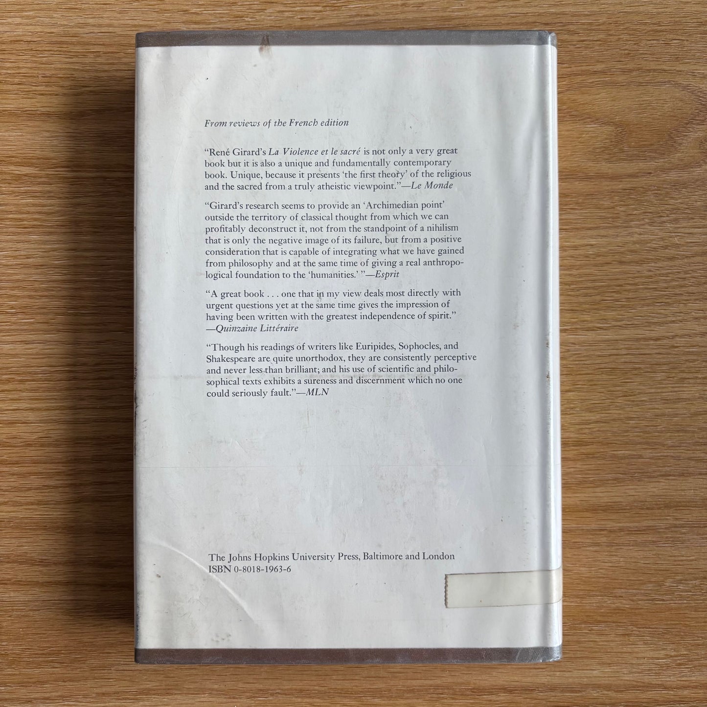 Rene Girard - Violence and the Sacred - First Edition