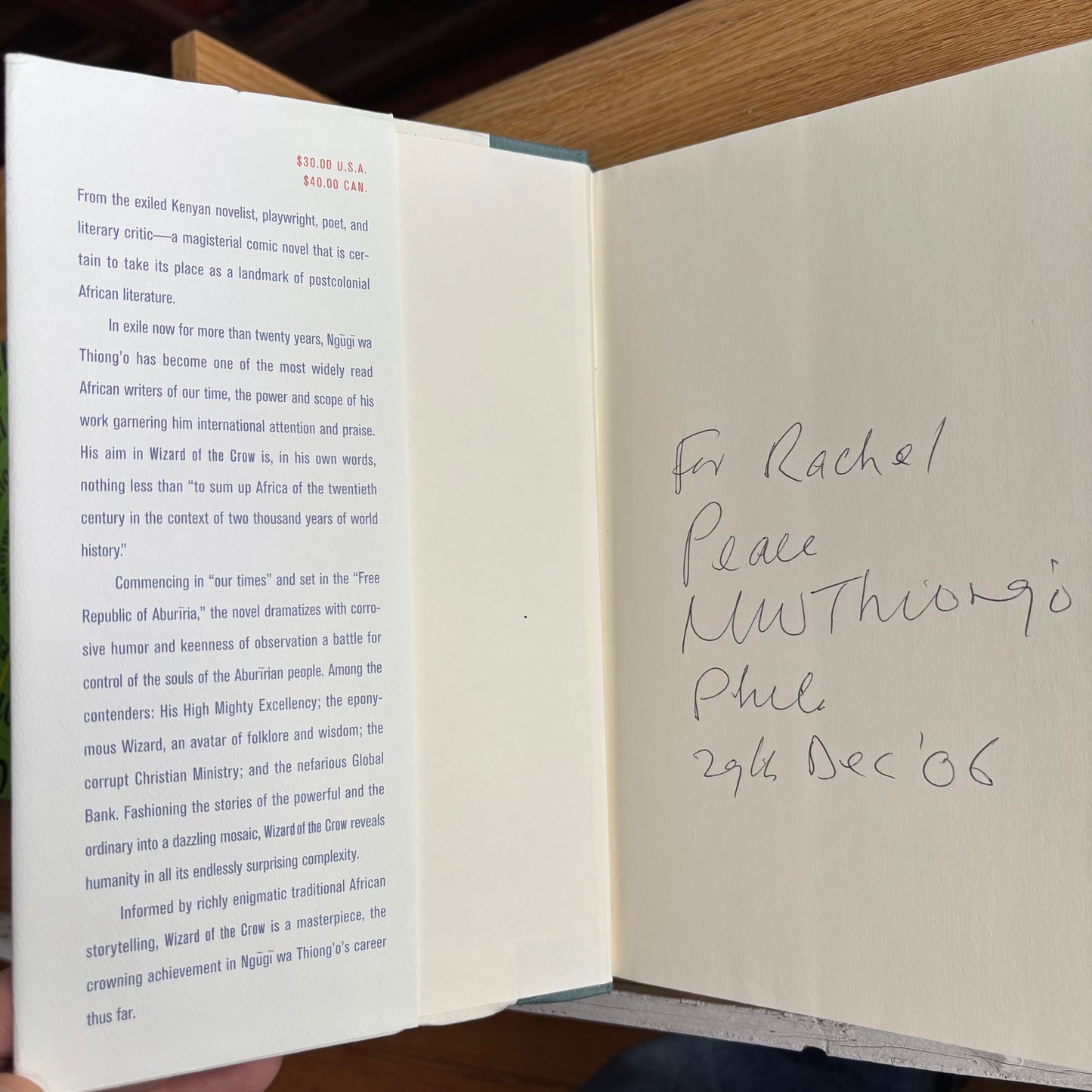 Ngugi Wa Thiong'o - Wizard of the Crow - Signed First Edition