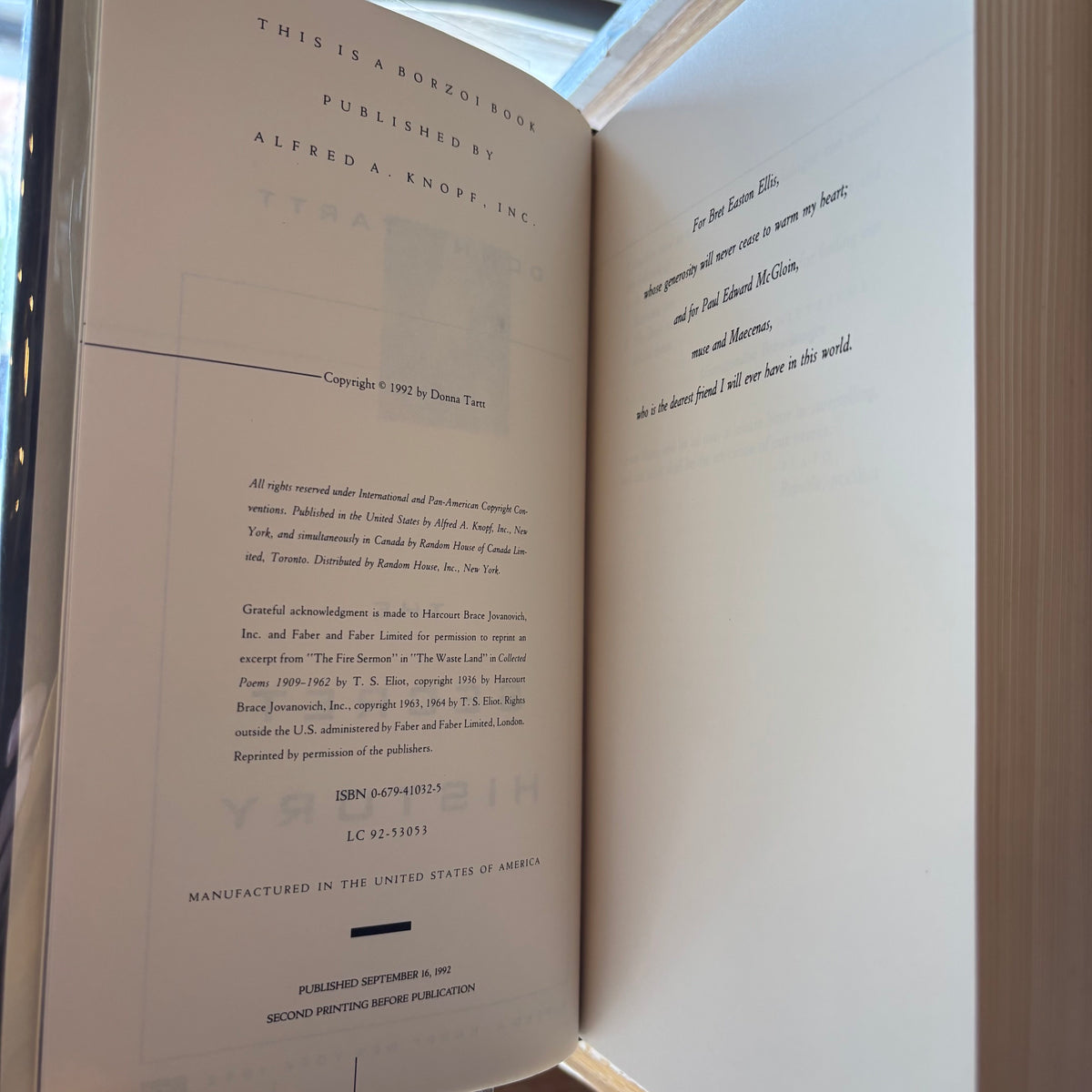 Donna Tartt - The Secret History - First Edition Second Printing