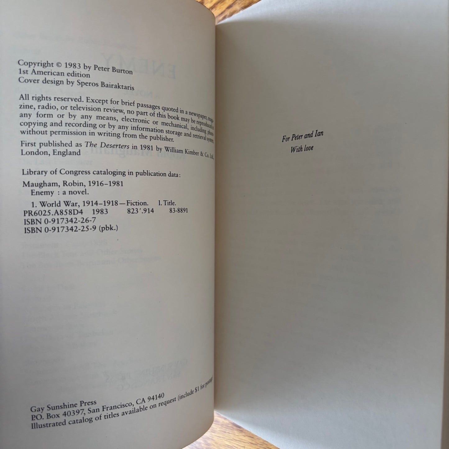 Robin Maugham - Enemy - First Edition Paperback