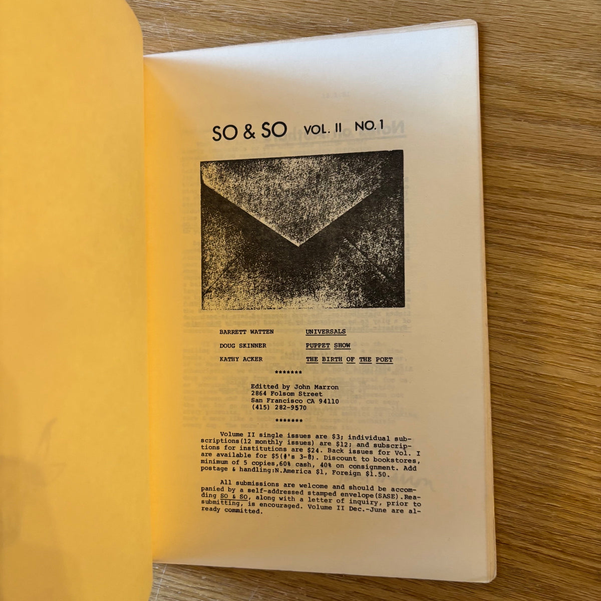 John Marron, ed. - So & So Vol. II No. 1