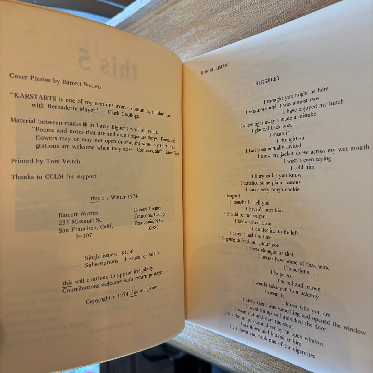 Barrett Watten, Robert Grenier, eds. - This 5
