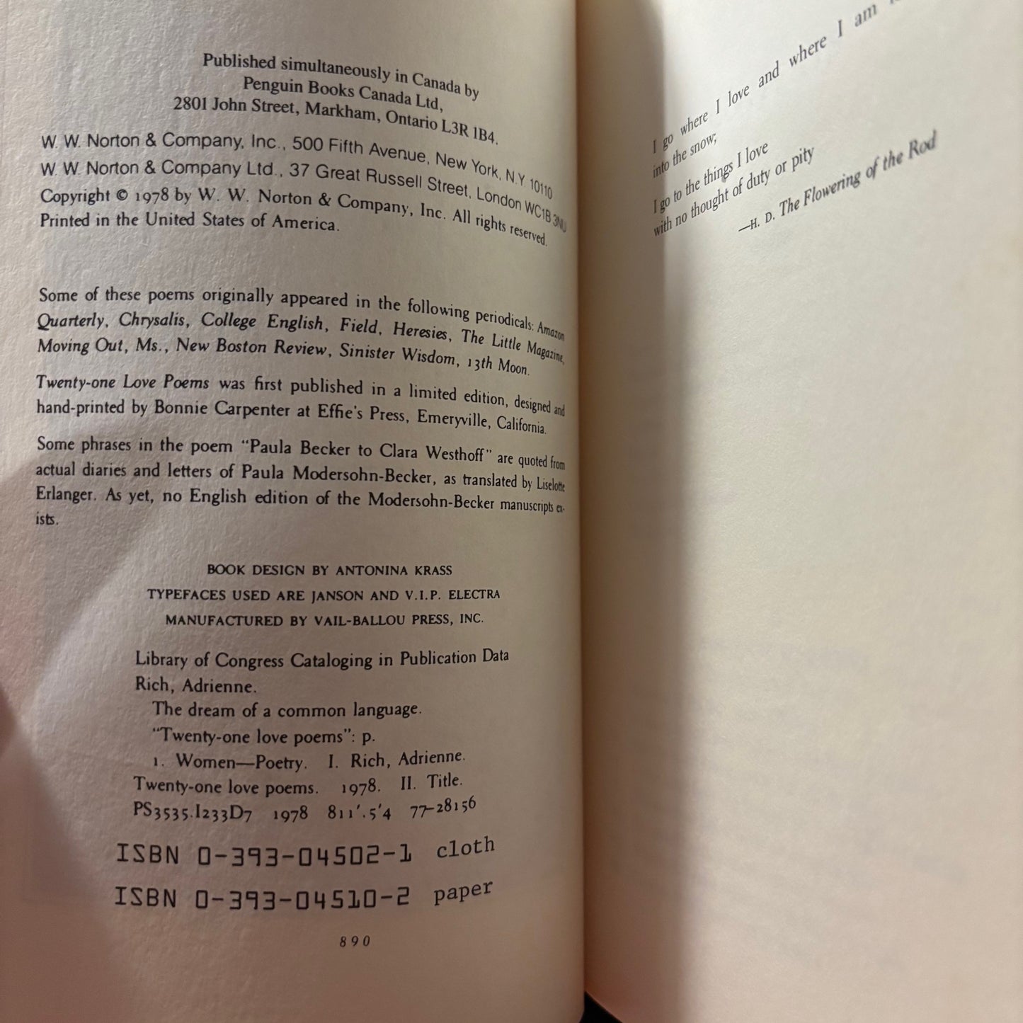 Adrienne Rich - The Dream of a Common Language - Signed