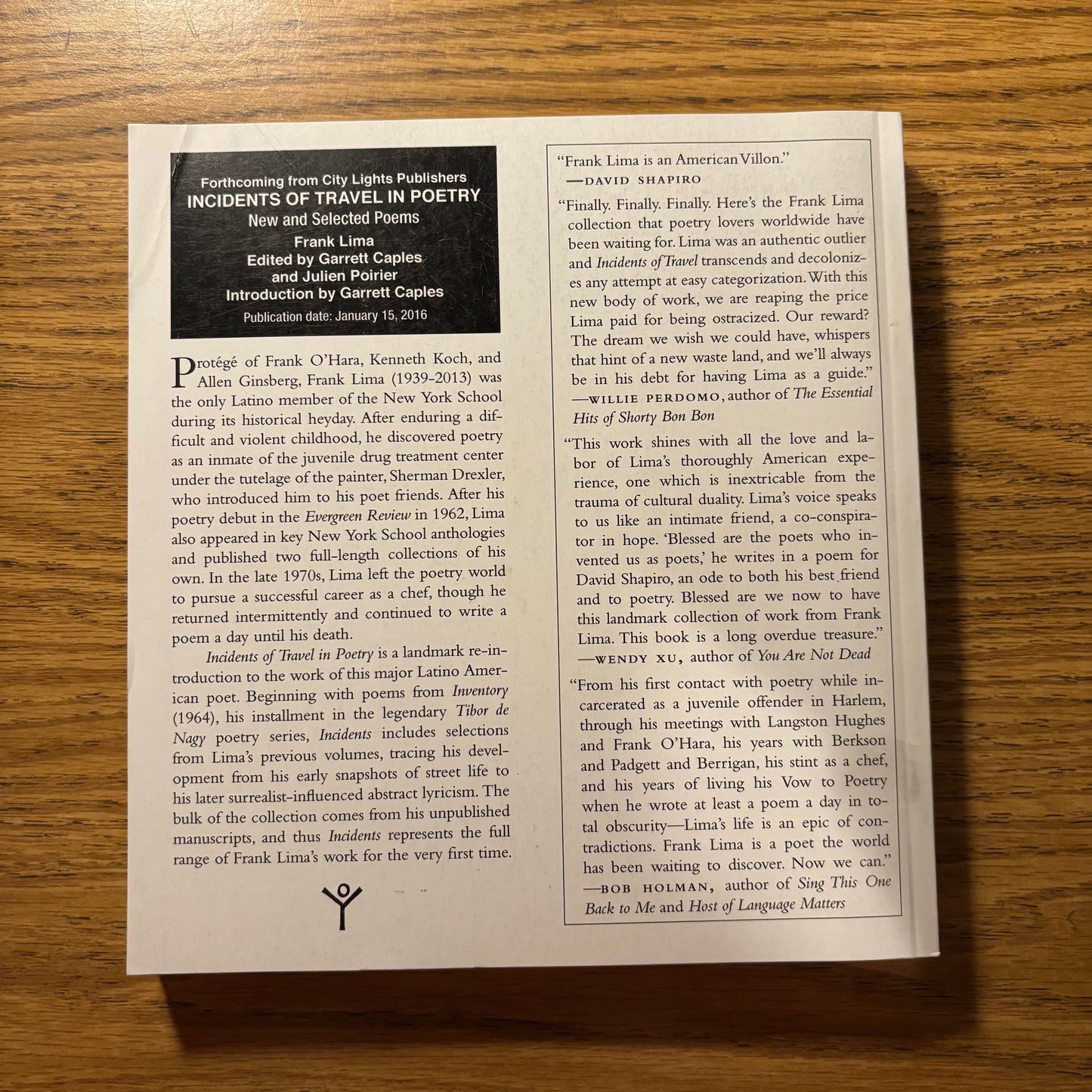 Frank Lima - Incidents of Travel in Poetry - Uncorrected Proof
