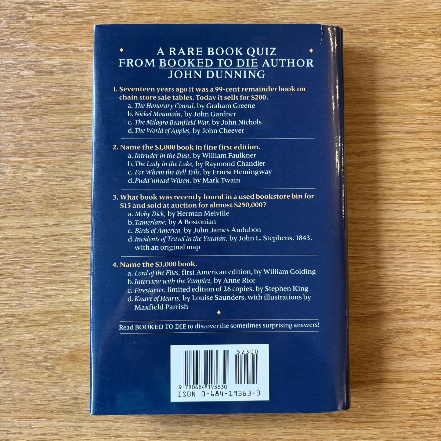 John Dunning - Booked to Die - First Edition Later Printing