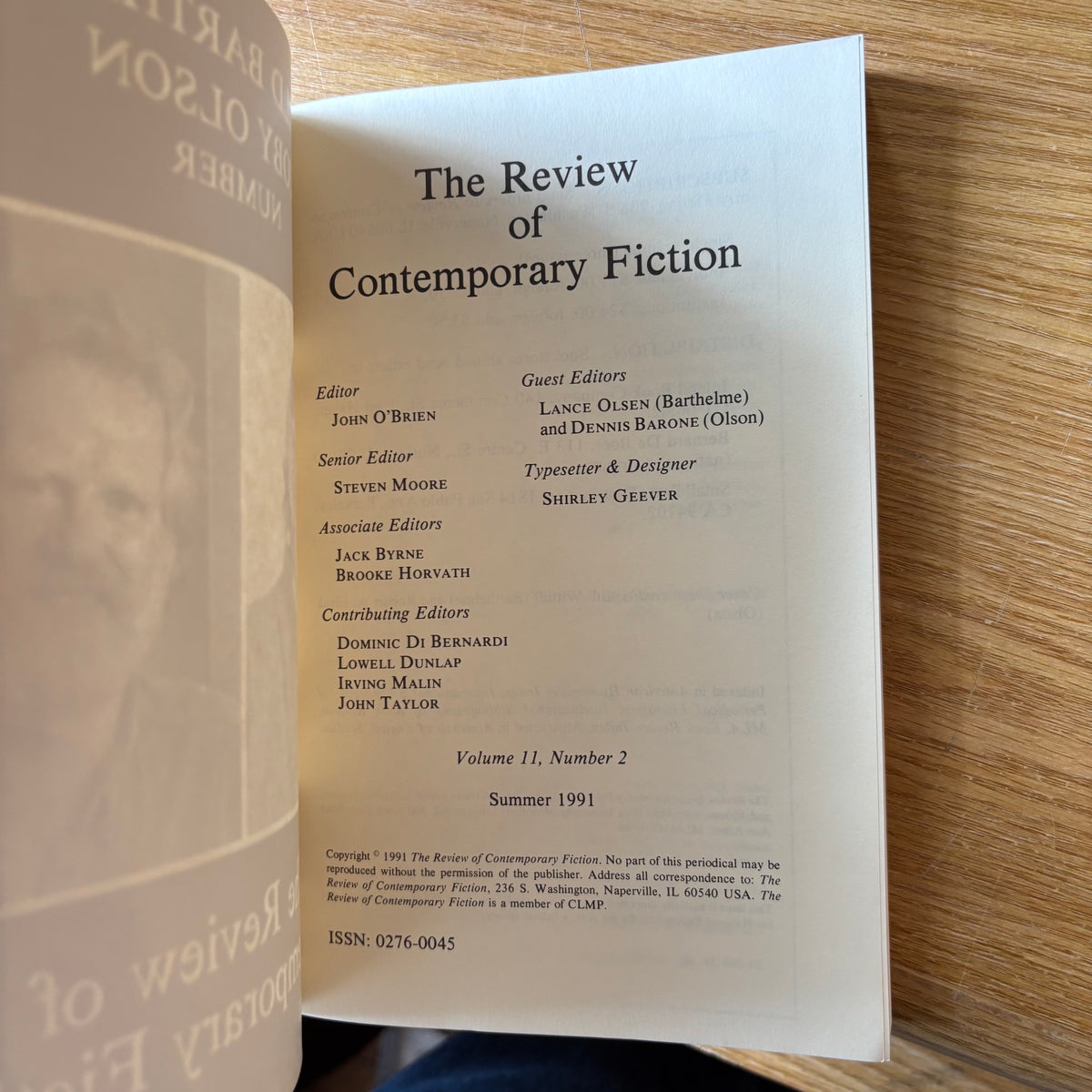 John O'Brien, ed. - The Review of Contemporary Fiction Vol. 11 No. 2