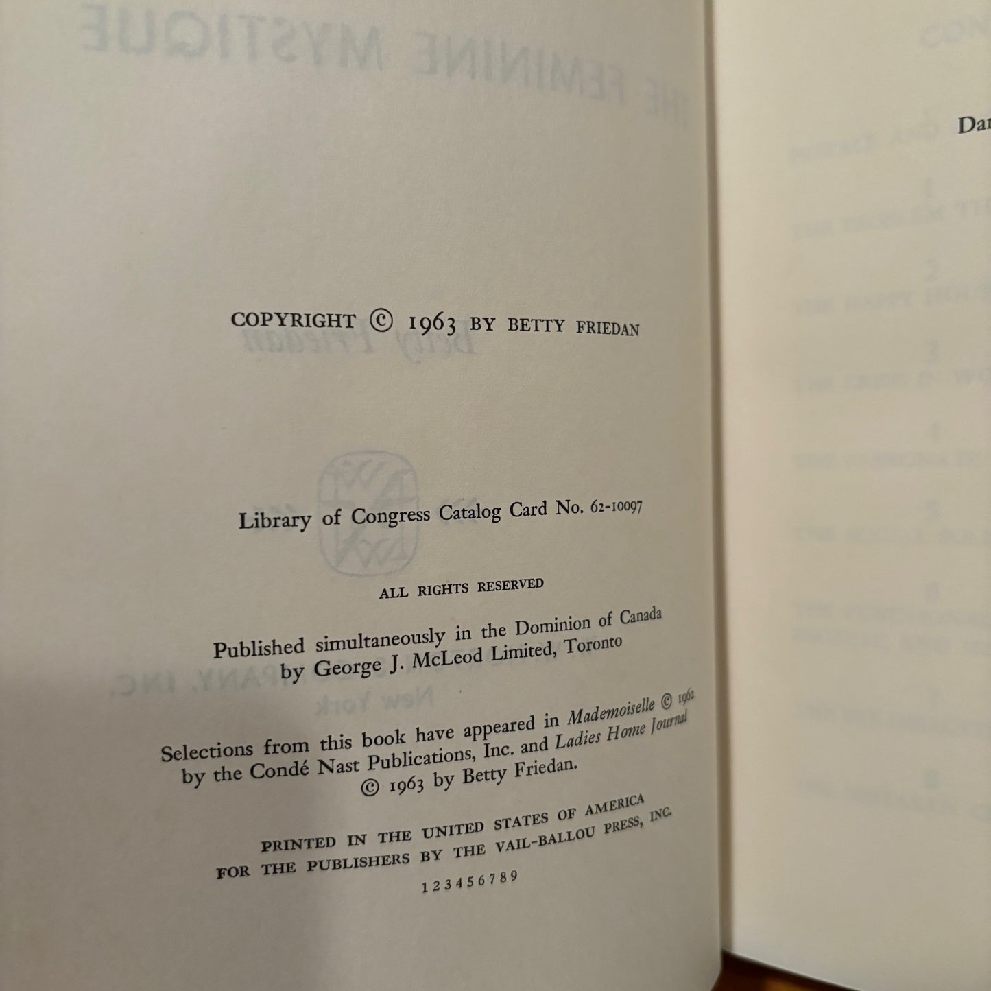 Betty Friedan - The Feminine Mystique - First Edition