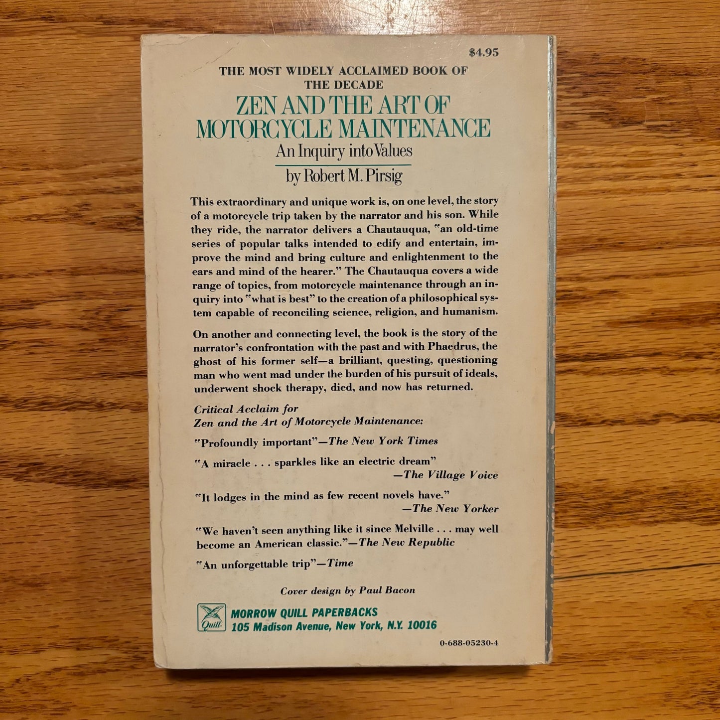 Robert M. Pirsig - Zen and the Art of Motorcycle Maintenance - First Edition Paperback