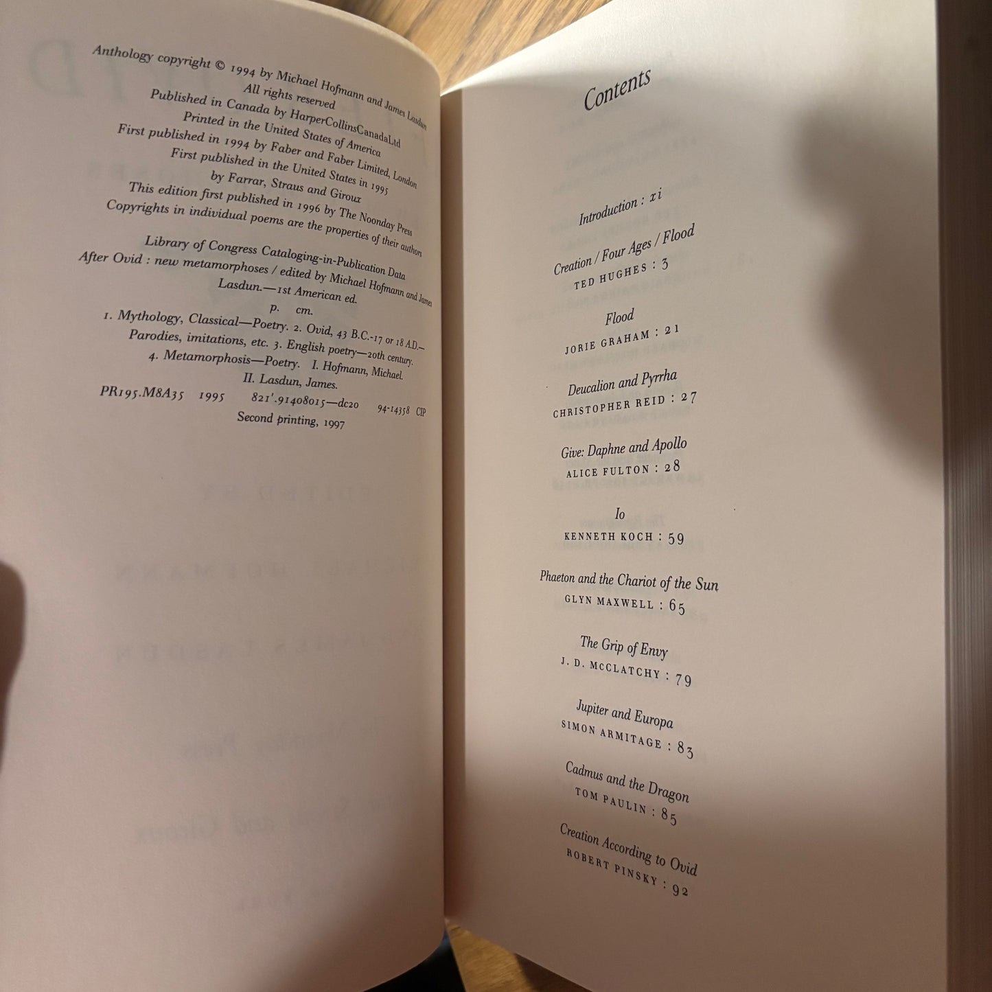 Michael Hofmann, James Lasdun, eds. - After Ovid: New Metamorphoses