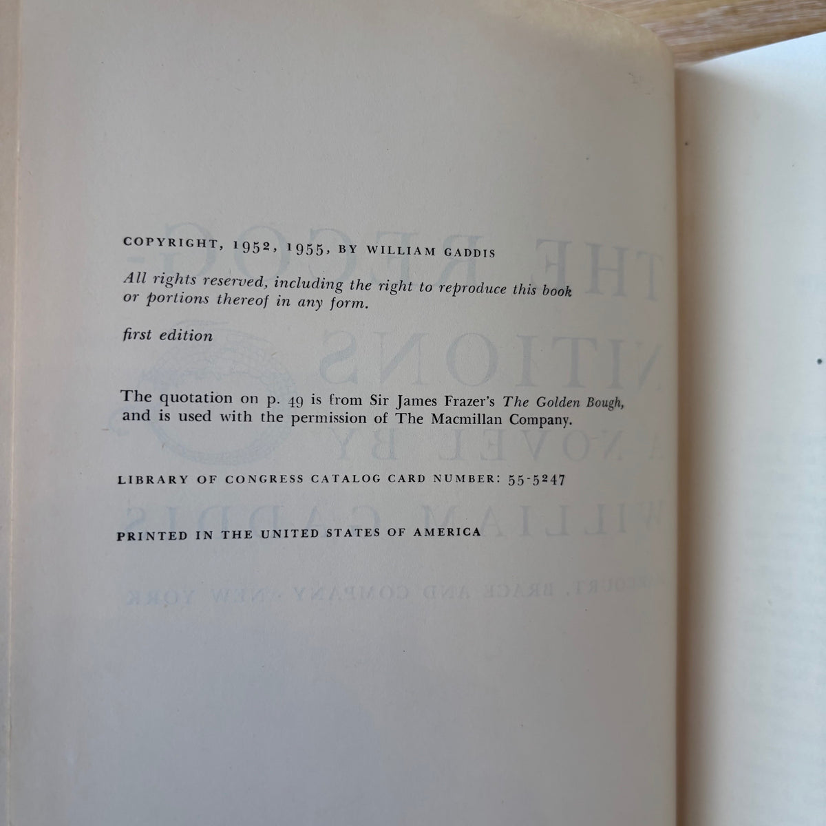 William Gaddis - The Recognitions - First Edition